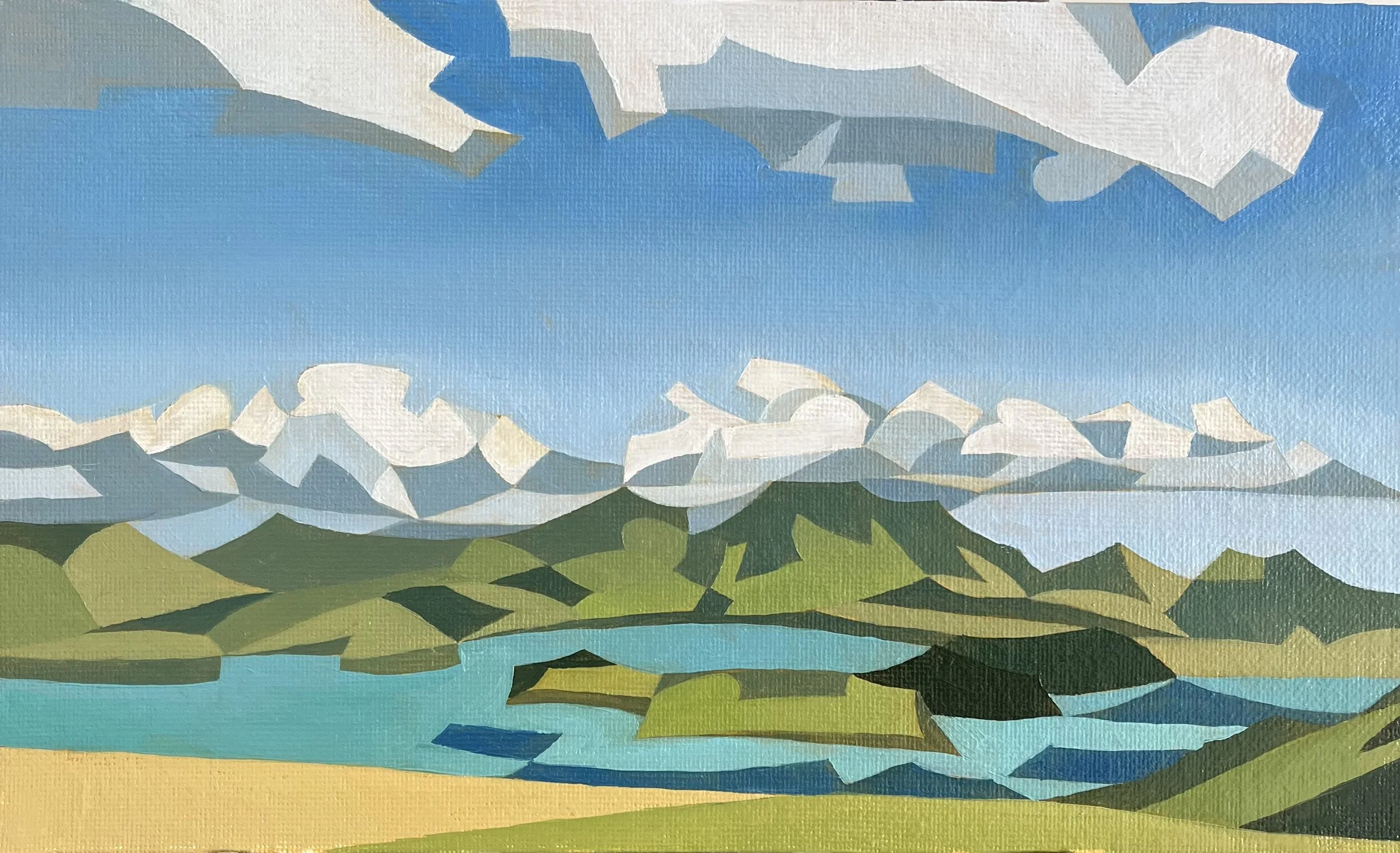 Rapaki Rift, oil on panel, 15 x 25cm.