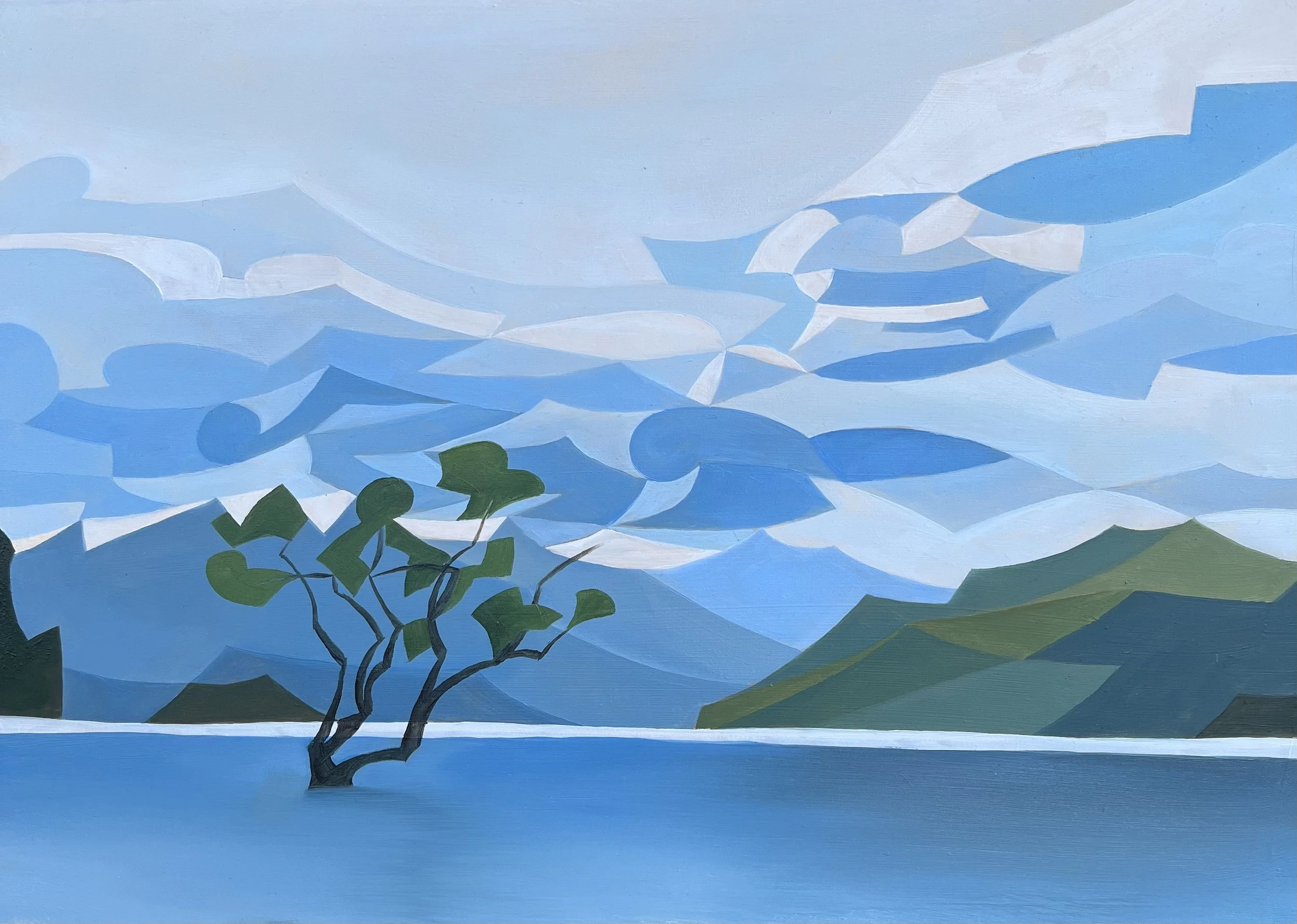 Willow Dance, oil on panel, 21 x 30cm.