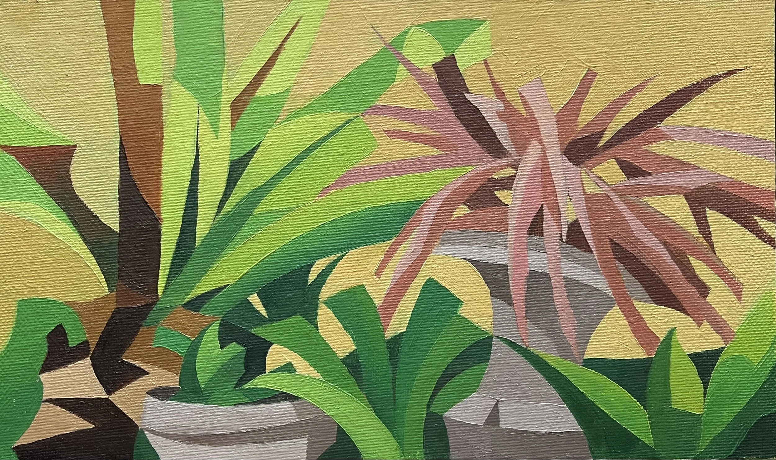 Zen Garden (2025). Oil on panel, 21 x 30cm.