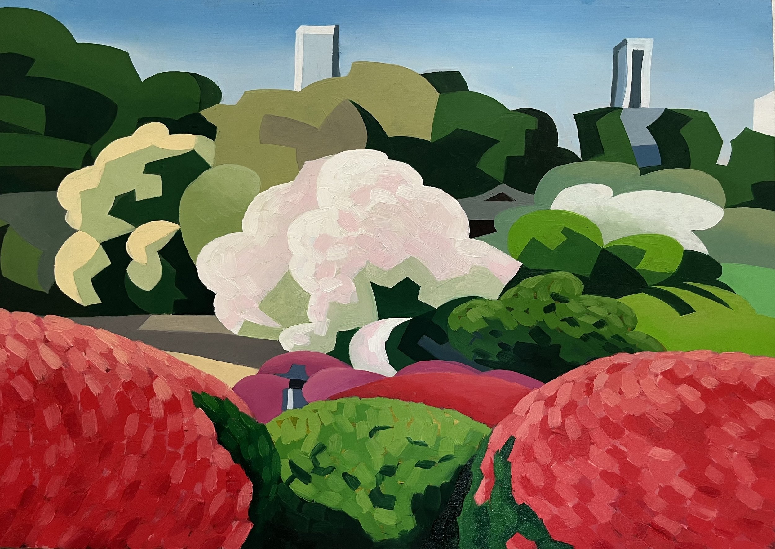 Lost in the Mounds, oil on panel, 21 x 30cm. 