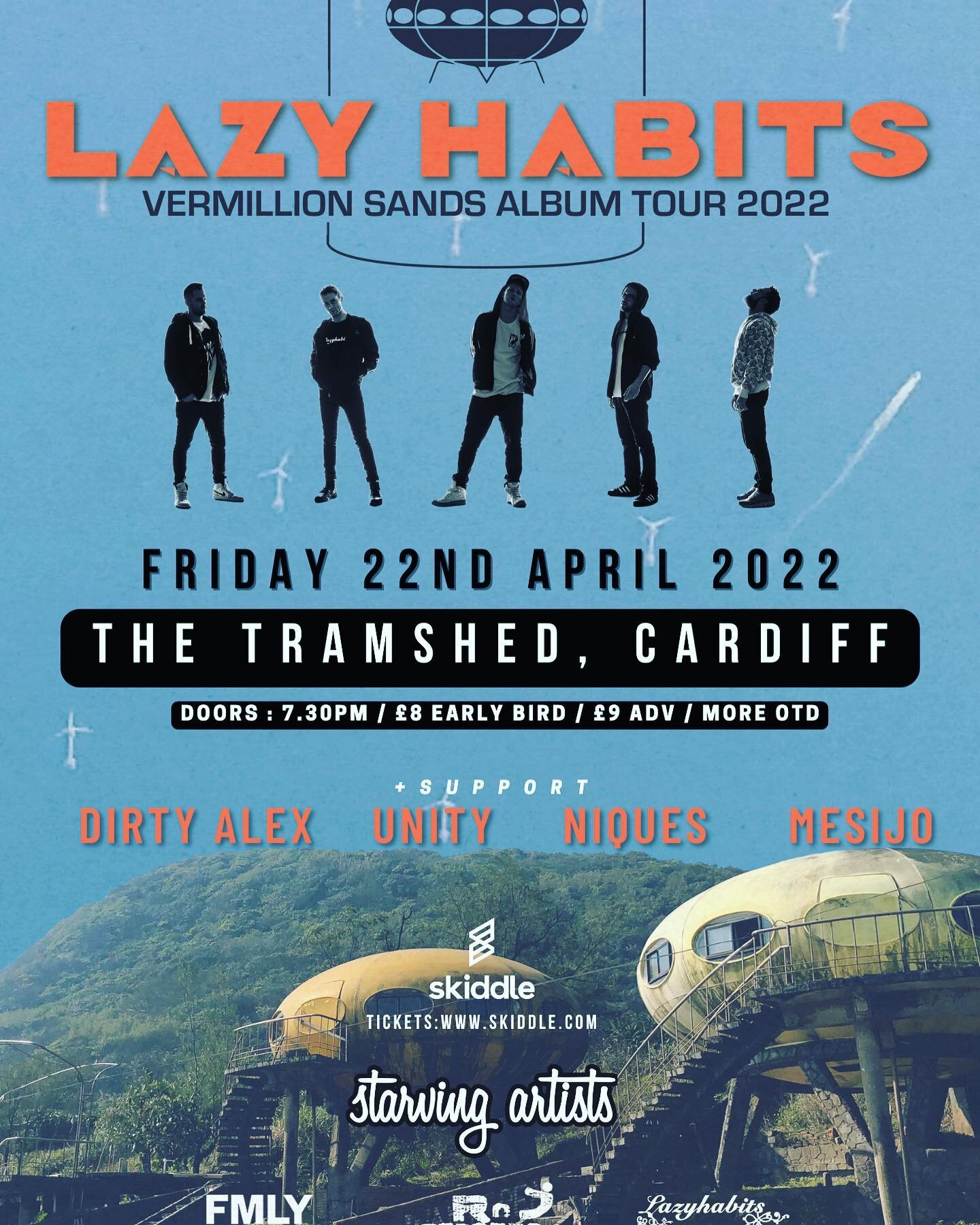 2 months to go til&rsquo; the mighty @lazyhabits return to @tramshedcardiff with a brand new album! 🔥
Plus support from @dirty_alex_band @artbyunity @niquesspeaks @mesijo.official 
💥 Link for tickets in bio💥
.
.
.
.
.
#lazyhabits #vermillionsands 