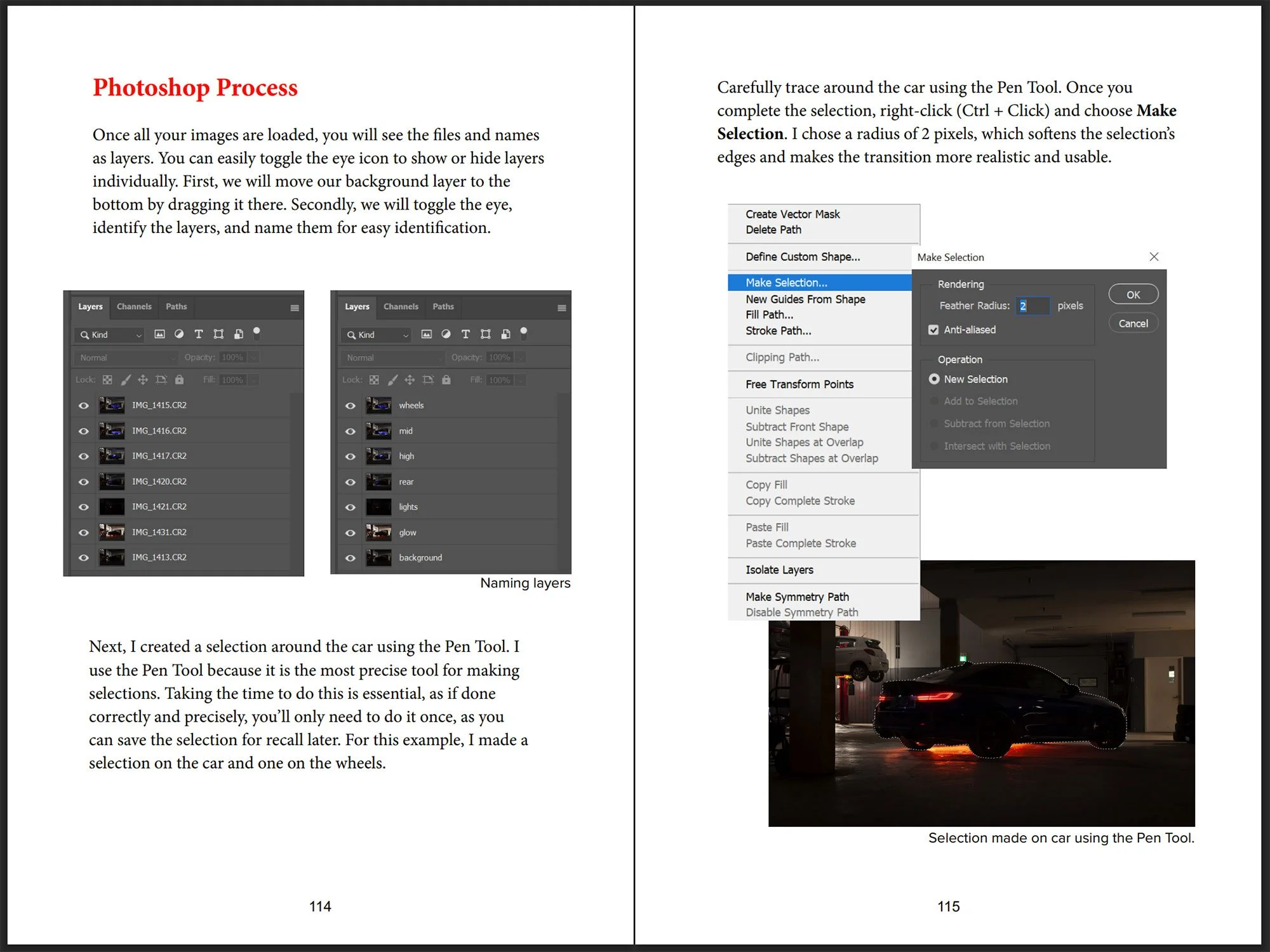 Pages of A Beginner’s Guide to Automotive Light Painting by Tom England.