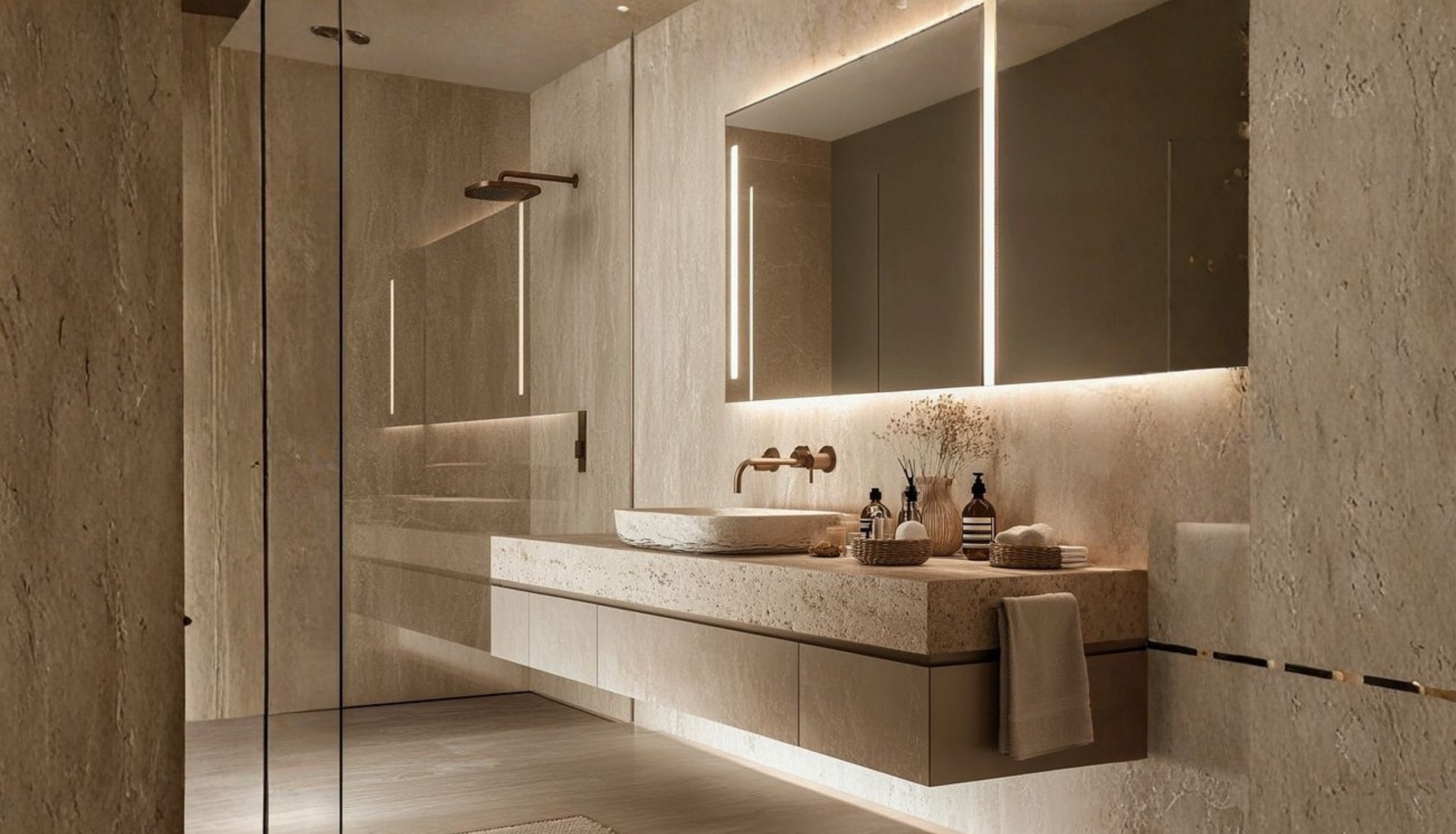 Elegant marble bathroom floor tiles providing a cool and anti-slip surface for residential properties in the humid Malaysian climate.