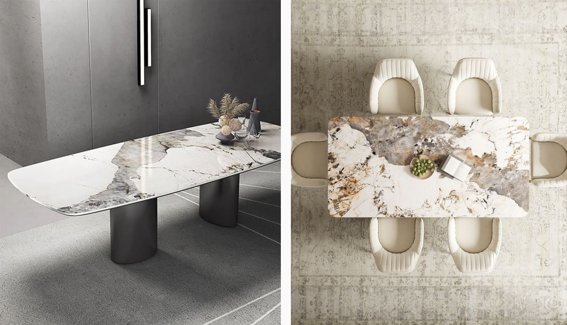 gloss finish sintered stone dining table, ideal for Malaysian families who enjoy frequent hotpot or high-heat cooking without damaging the surface.