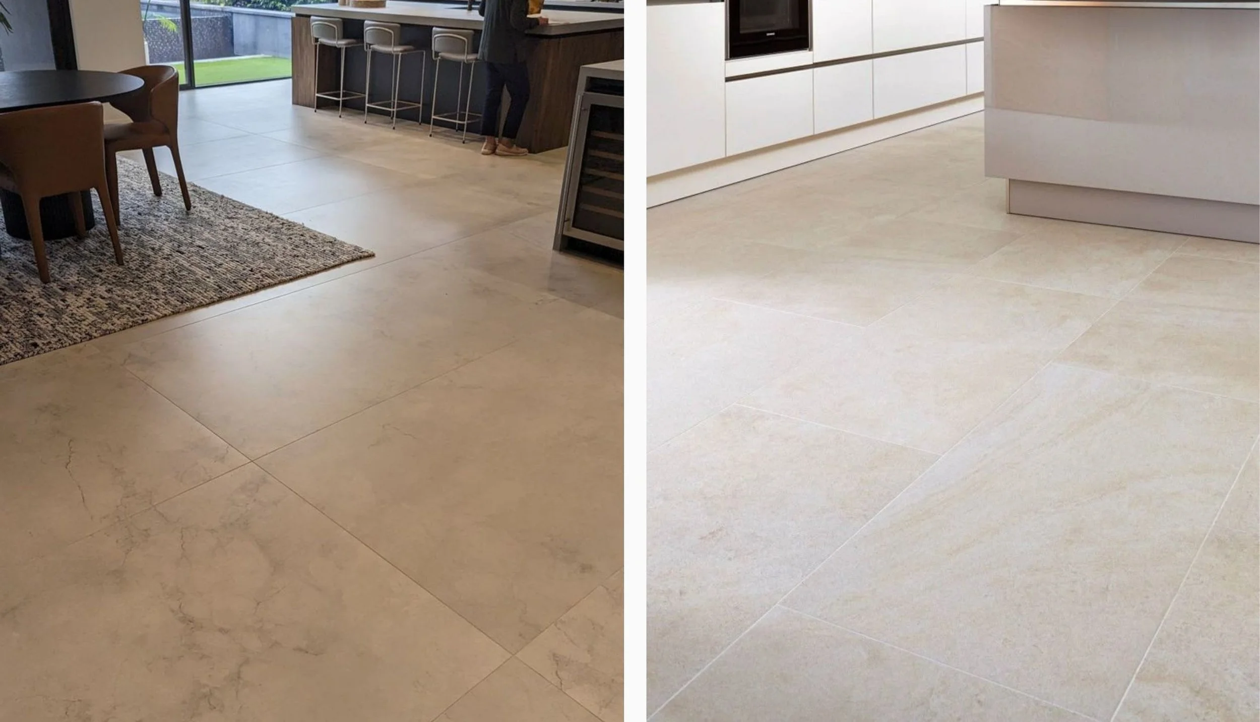 Non-slip batu granite floor tiles with a honed finish for a safe and stylish Malaysian kitchen.