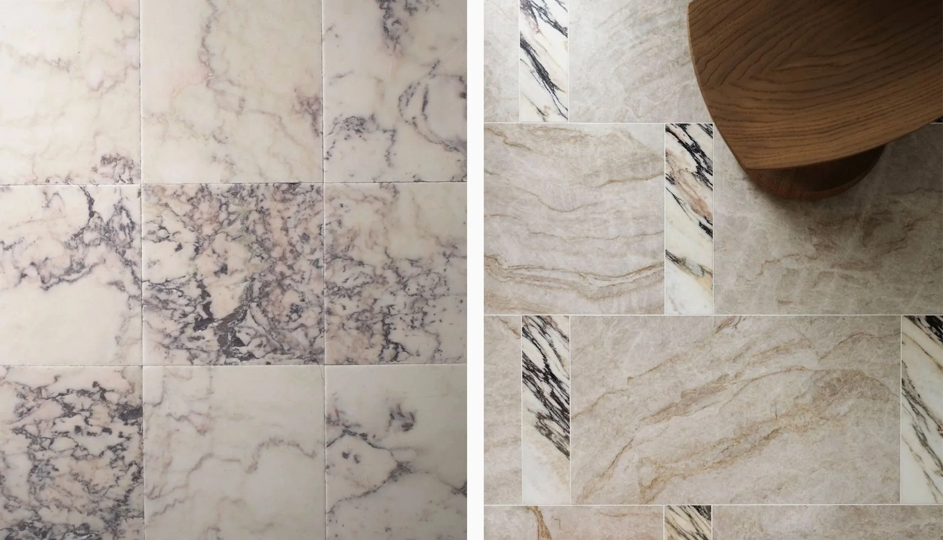 Aged marble flooring with natural patina and softened surface texture in a lived-in Malaysian home