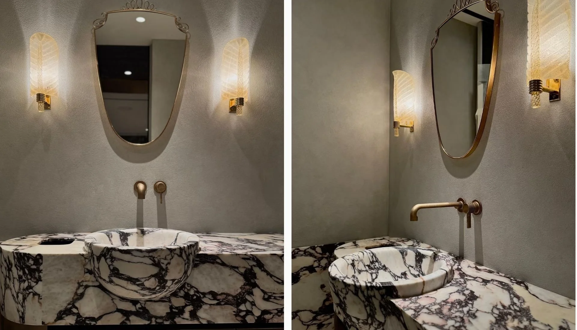 Calacatta Viola Bold veined marble vessel sink design for luxury bathroom Malaysia