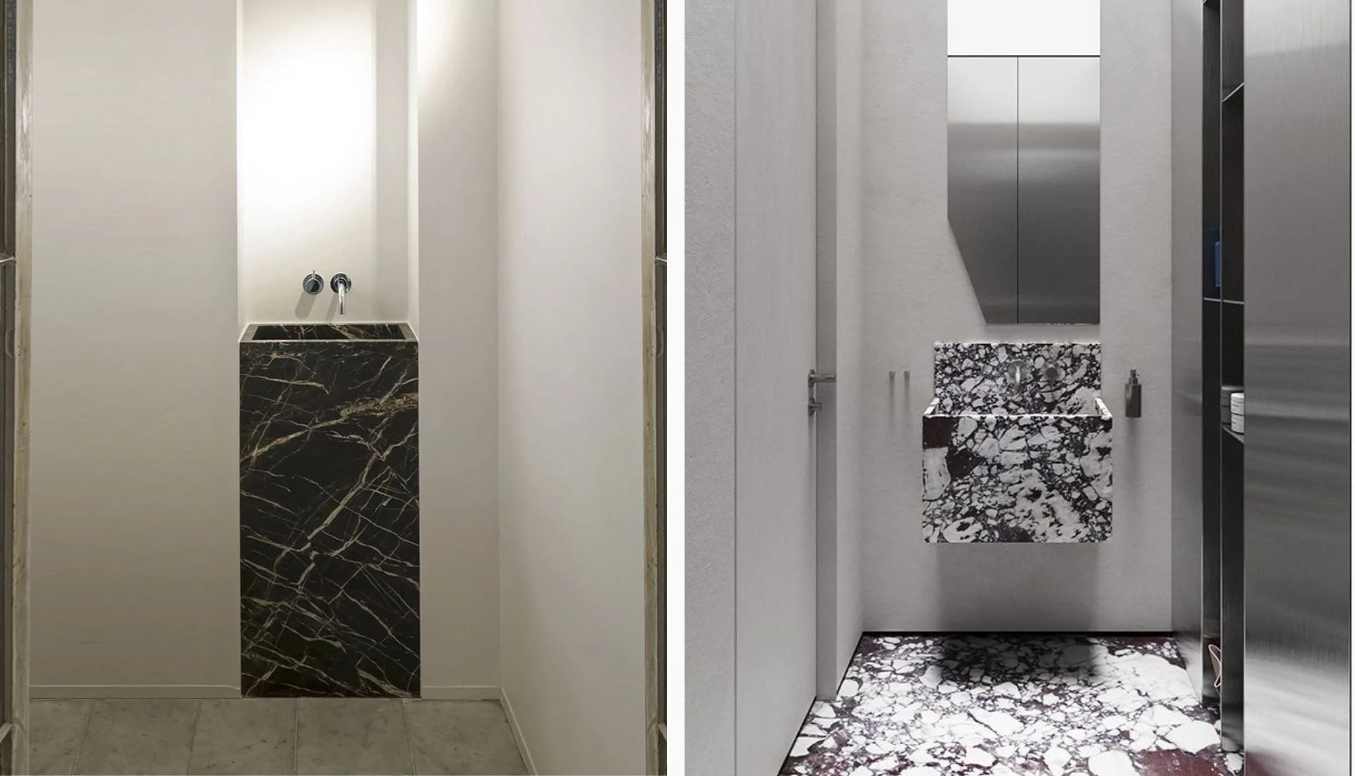 Compact marble pedestal sink design for small powder room Malaysia