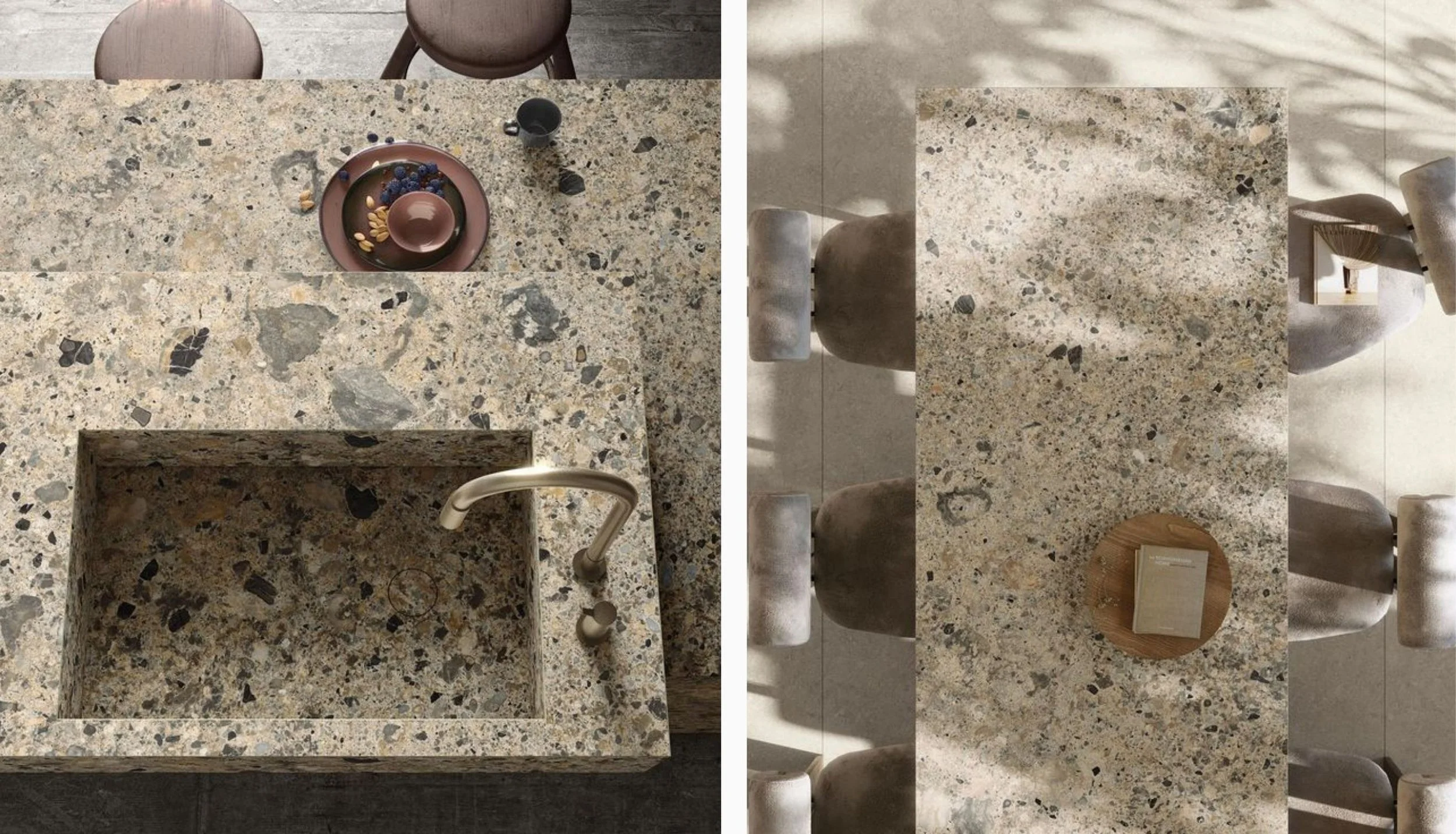 Durable black granite stone countertop installed in a modern Malaysian kitchen.