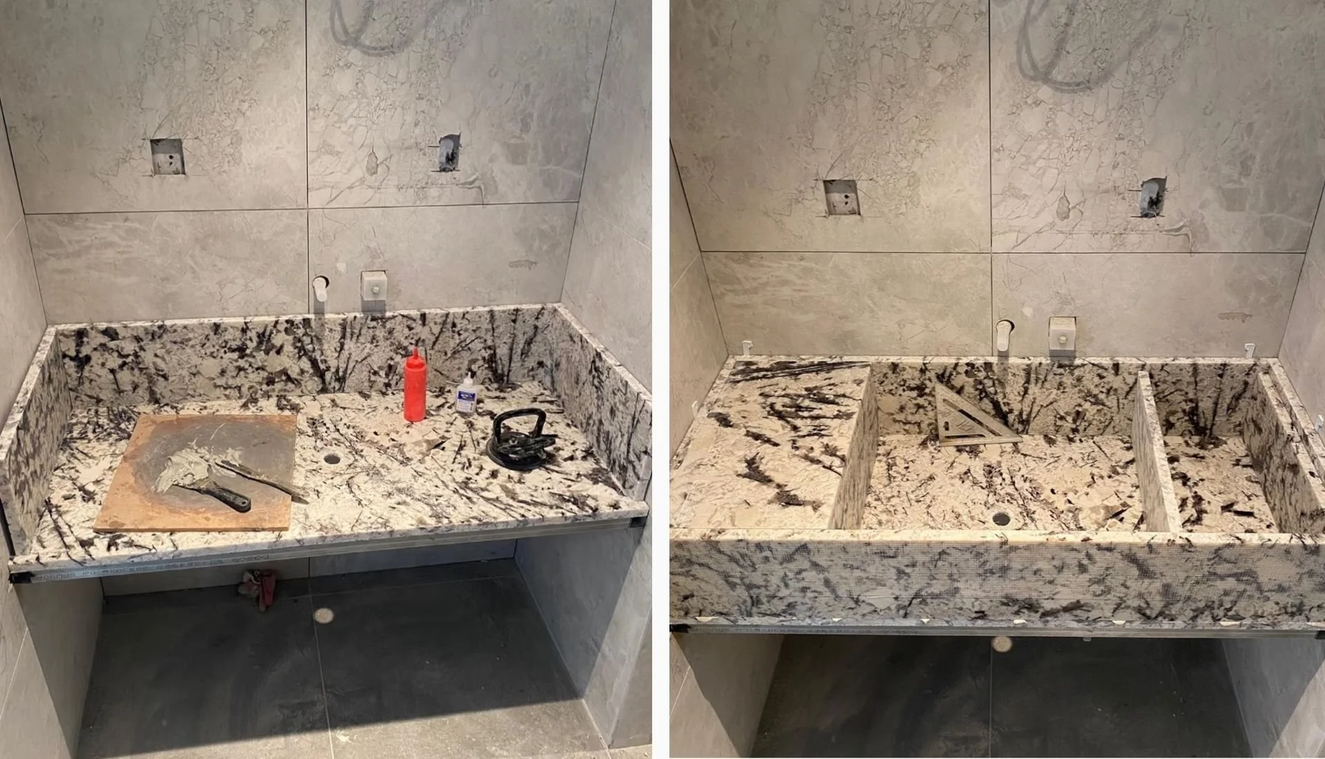 Standard bathroom sink height marble vanity counter depth planning in Malaysia