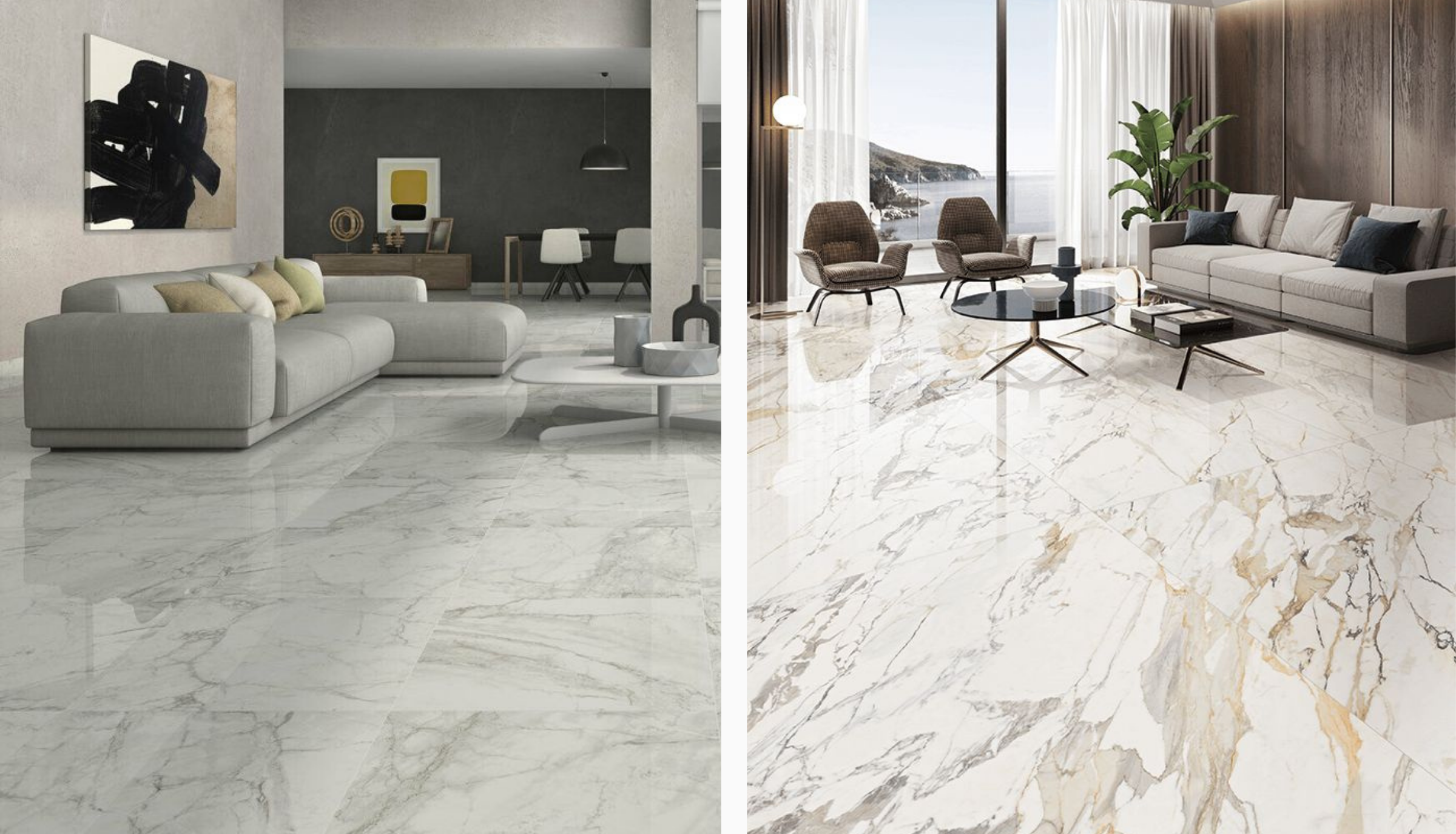 Classic marble tiles like Carrara and Calacatta installed in a high-end Malaysian residence to create a sophisticated and airy foyer.