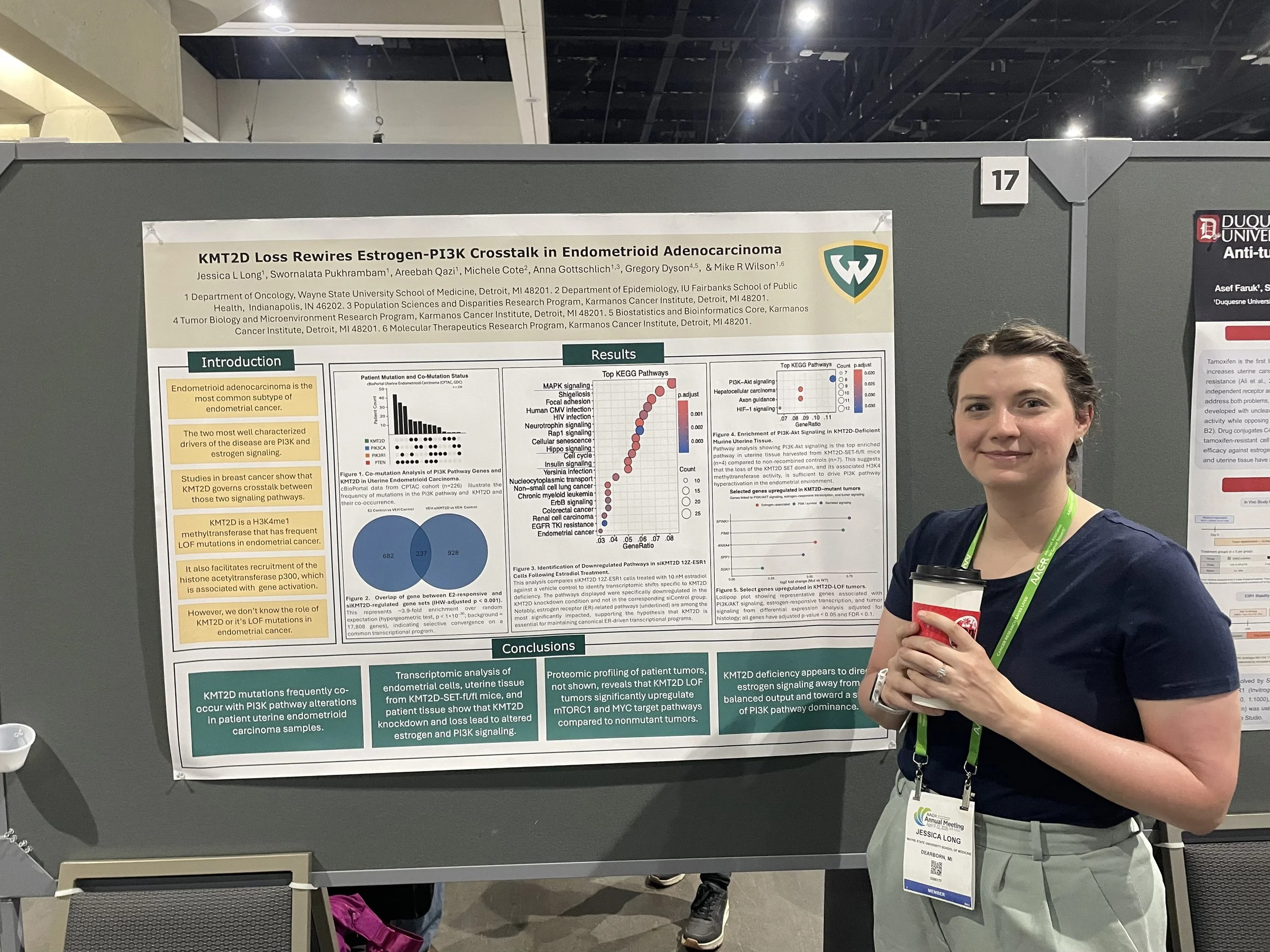 Jessica Long presenting her poster at the AACR Annual Meeting 2026