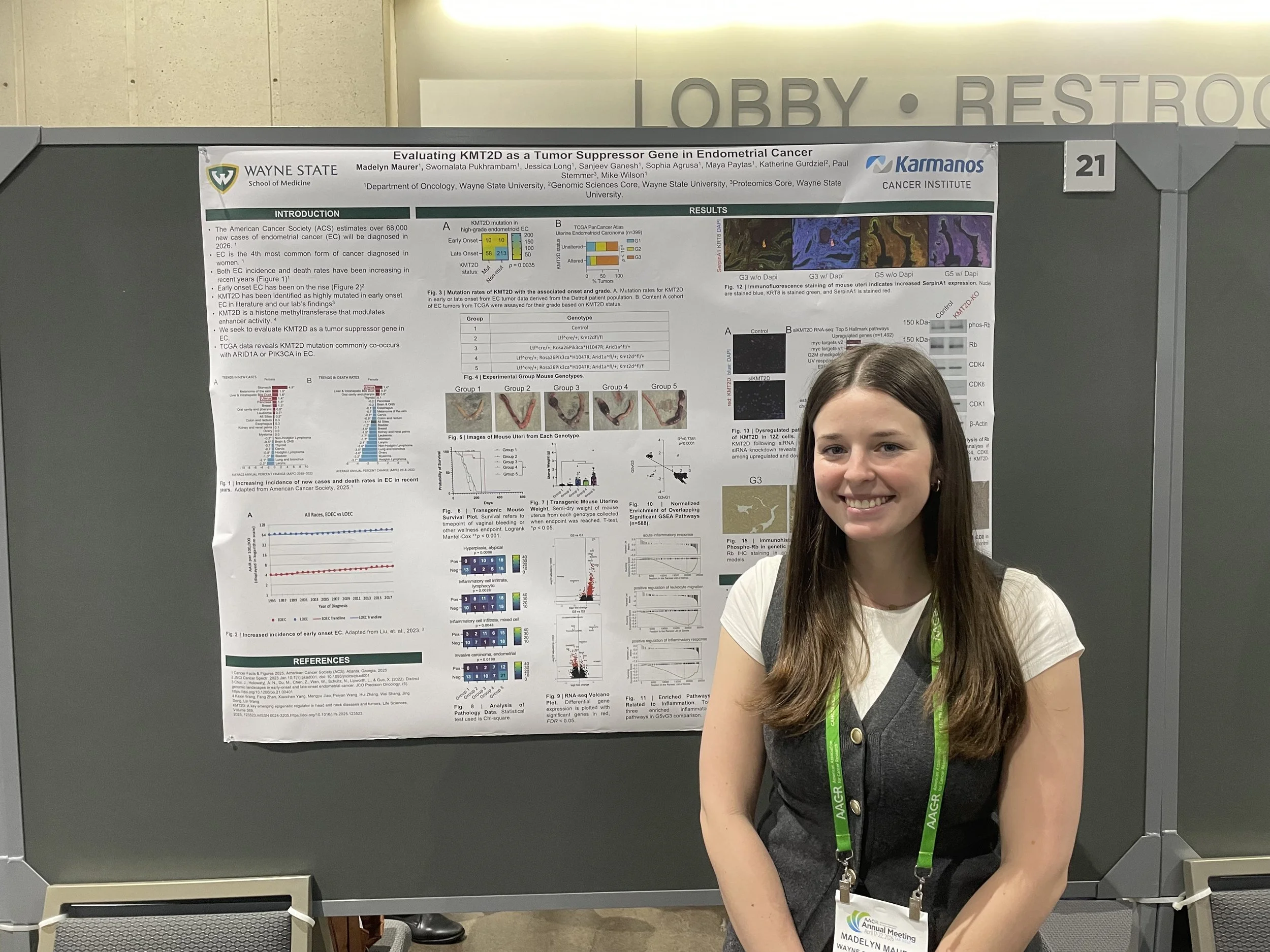 Madelyn Maurer presenting her poster at the AACR Annual Meeting 2026