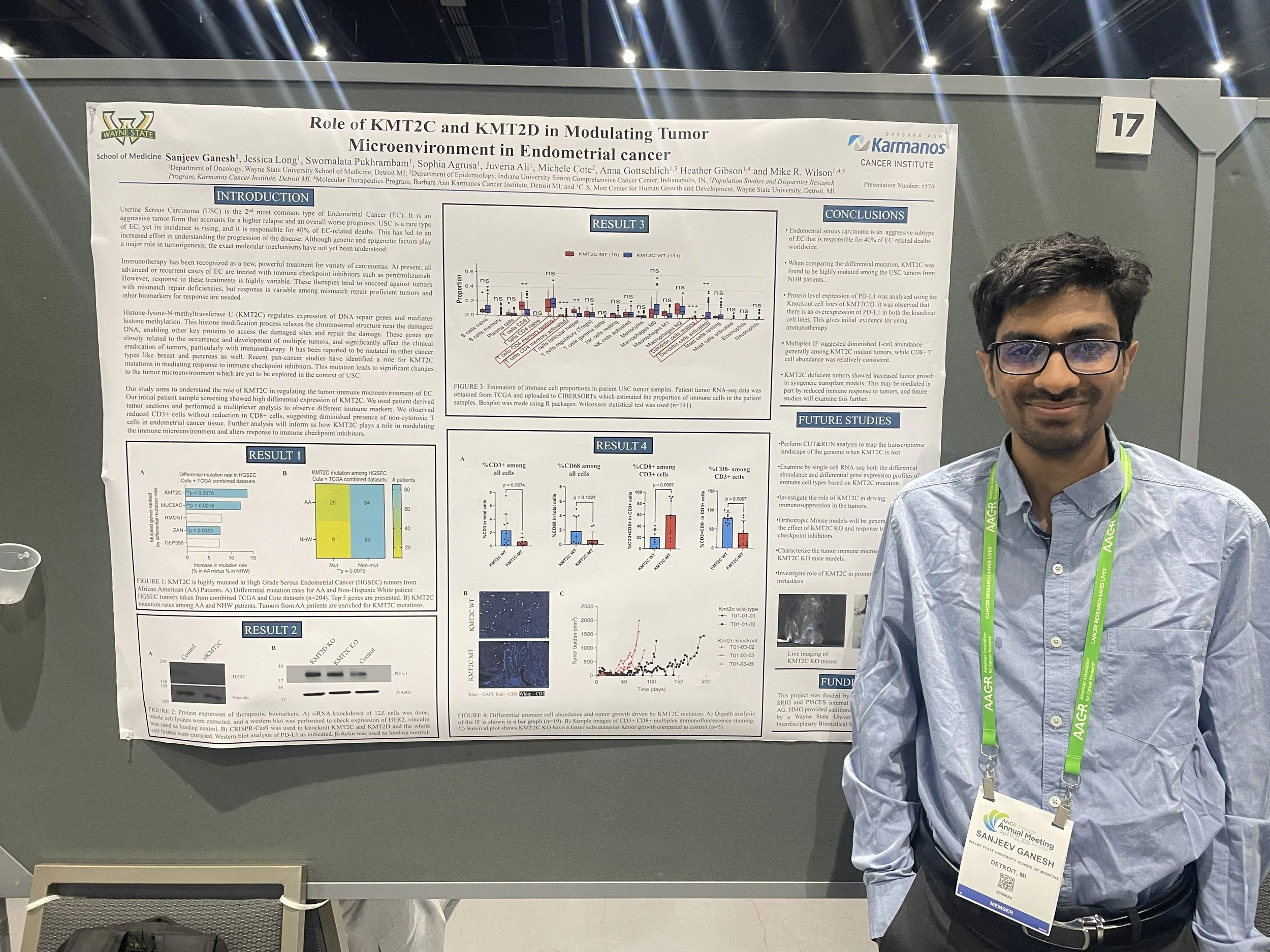 Sanjeev Ganesh presting his poster at the AACR Annual Meeting 2026