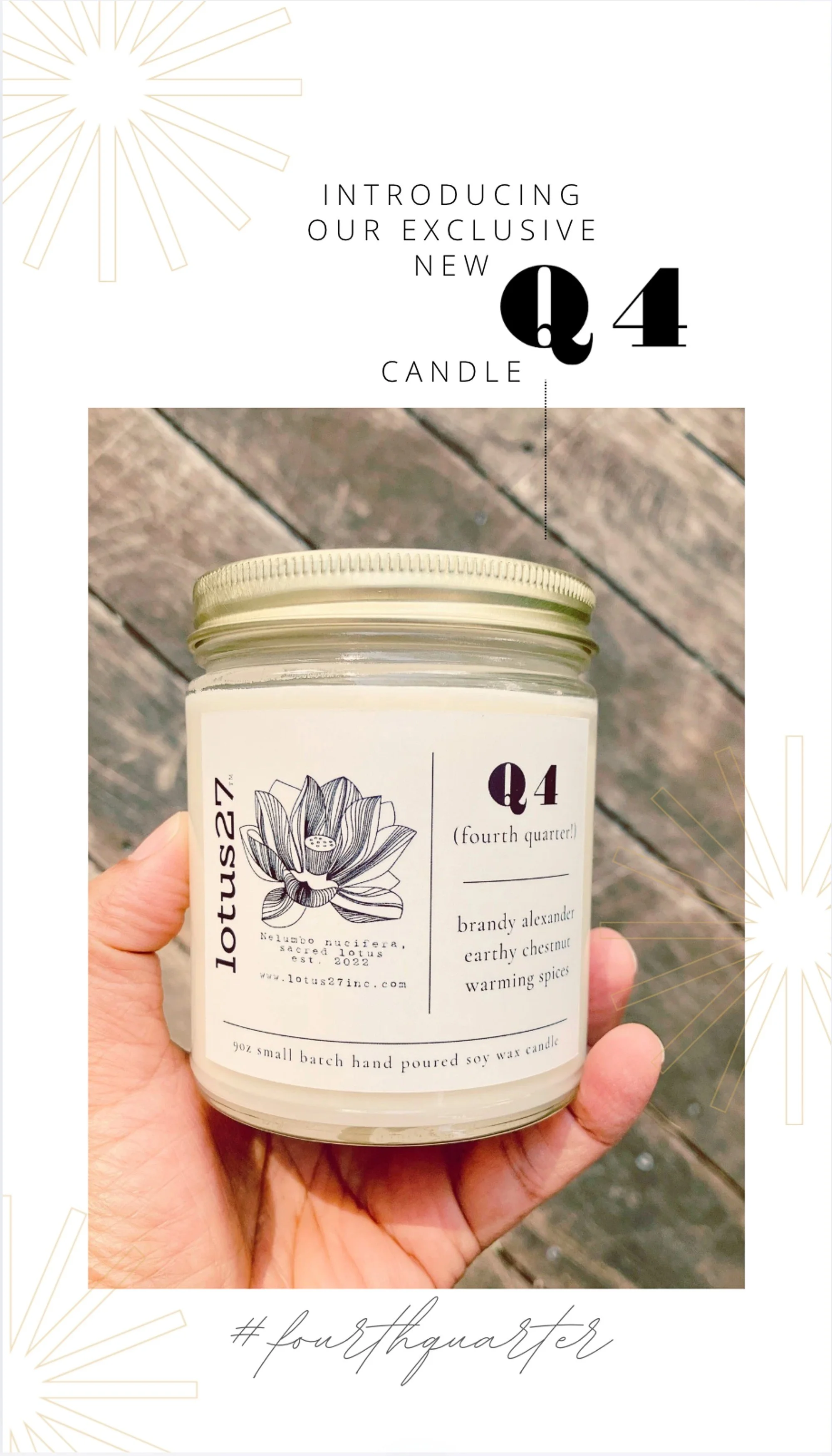 Q4 Luxury Limited Edition Candle with Notes of Creamy Eggnog, Aged Brandy, Earthy Chestnut + Warming Spices