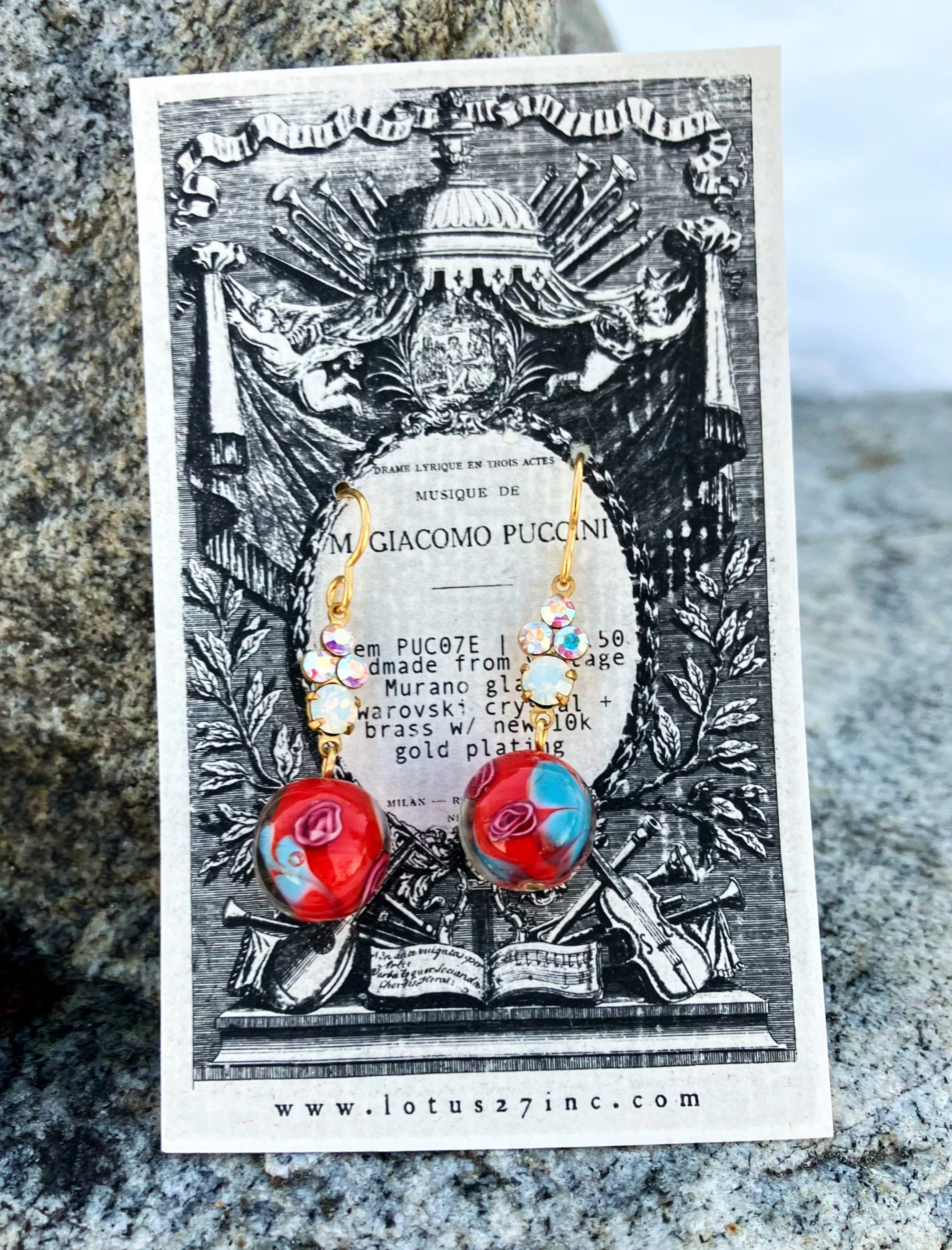 Luxury Handmade Earrings w/ Vintage Preciosa Crystal Rhinestones + Murano Glass | Rich One of a Kind Artist Made Gift