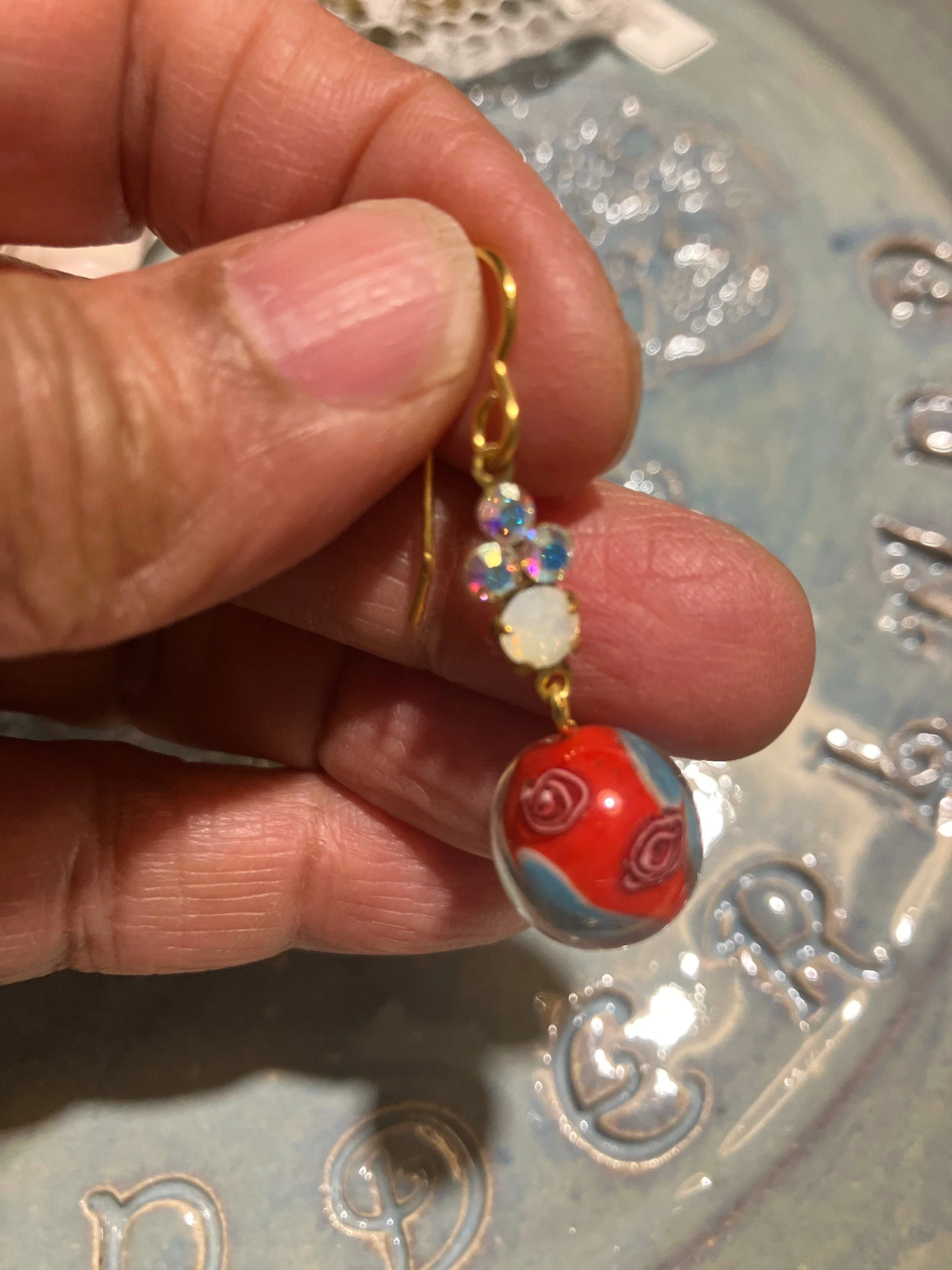 Luxury Handmade Earrings w/ Vintage Preciosa Crystal Rhinestones + Murano Glass | Rich One of a Kind Artist Made Gift