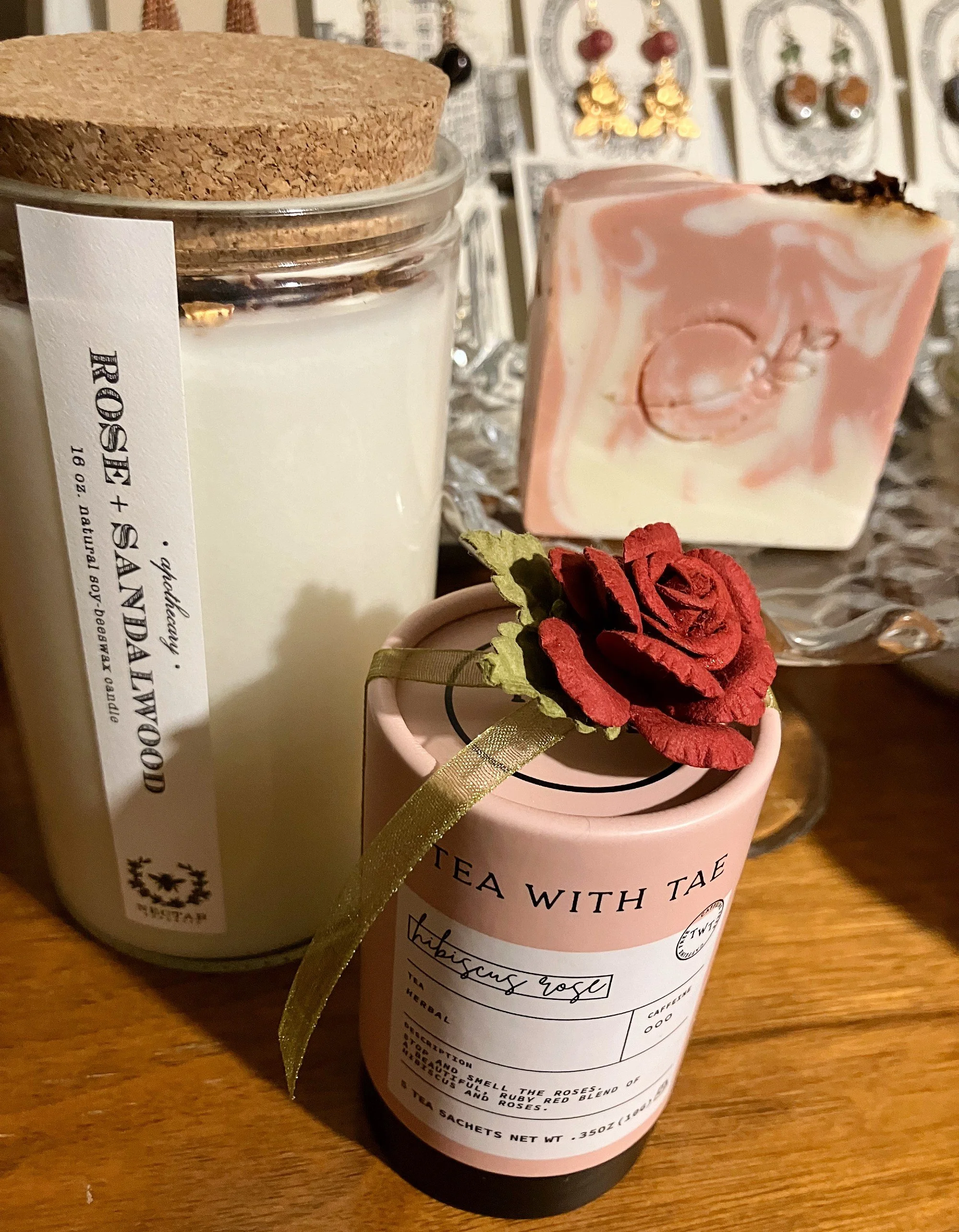 Eco Luxury Rose Spa Gift | Apothecary Candle, Artisan Soap,  Tea + 1950s Teacup, Jane Austen Love & Friendship Book—an elegant, sustainable self-care ritual