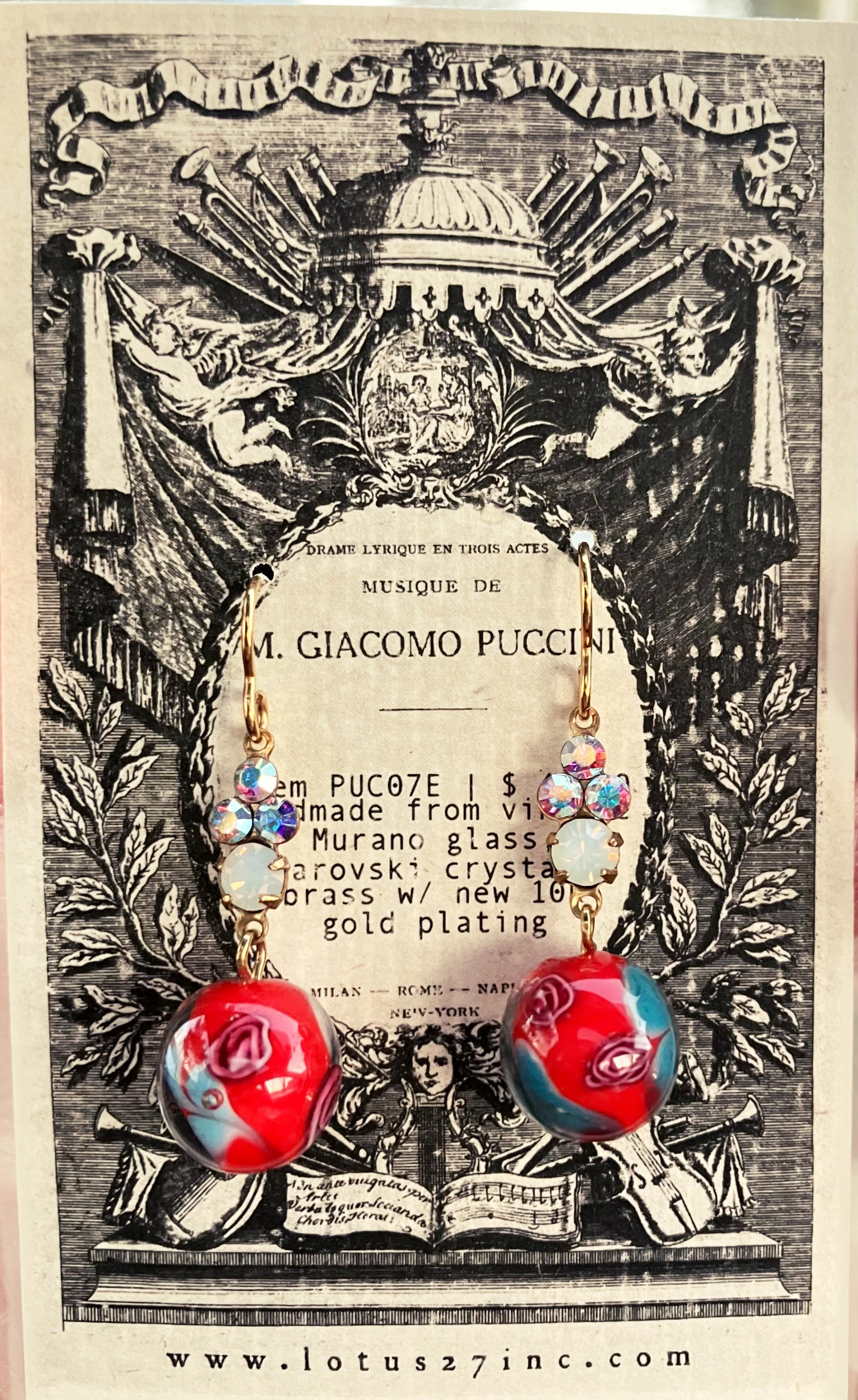 Luxury Handmade Earrings w/ Vintage Preciosa Crystal Rhinestones + Murano Glass | Rich One of a Kind Artist Made Gift
