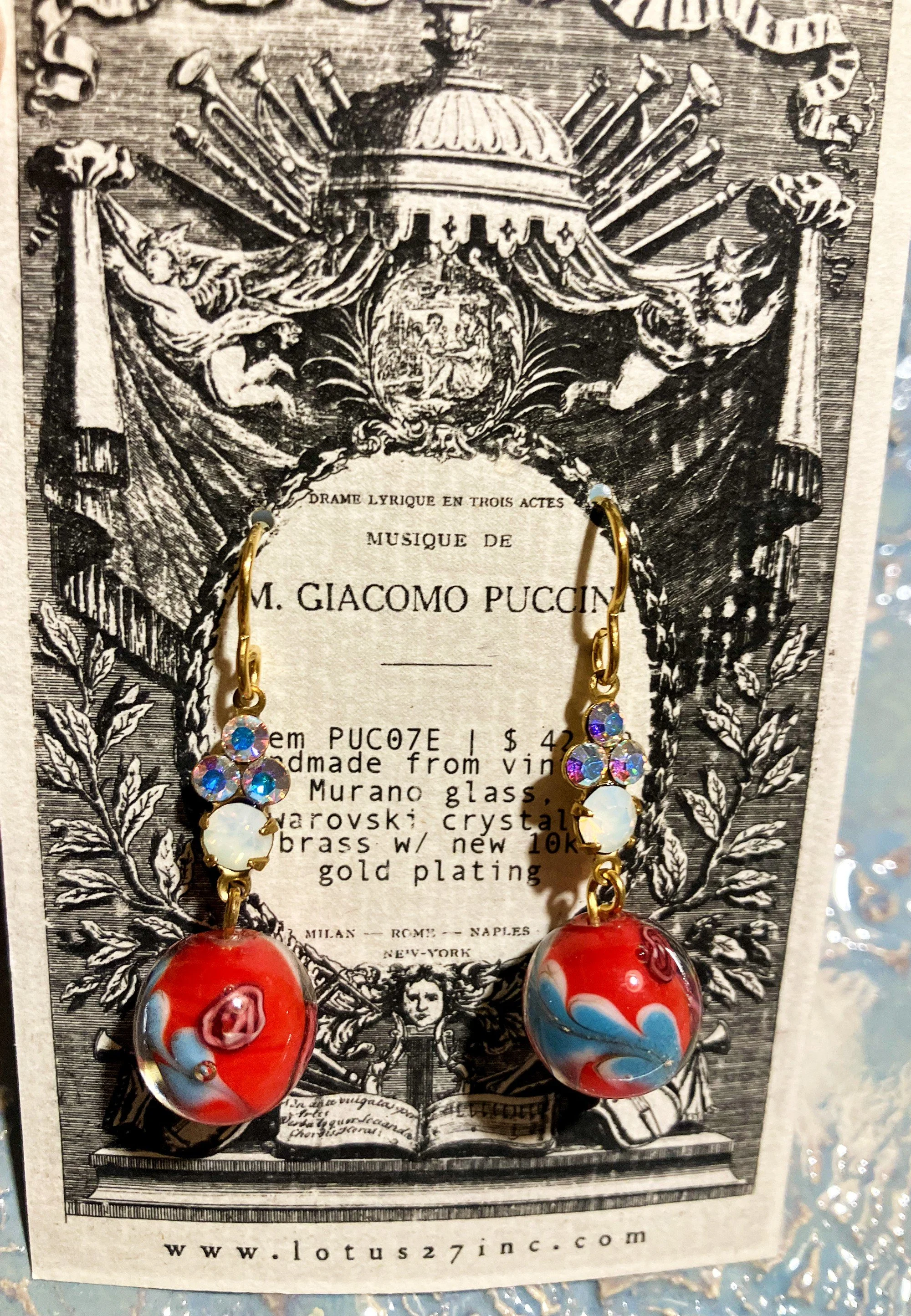 Luxury Handmade Earrings w/ Vintage Preciosa Crystal Rhinestones + Murano Glass | Rich One of a Kind Artist Made Gift