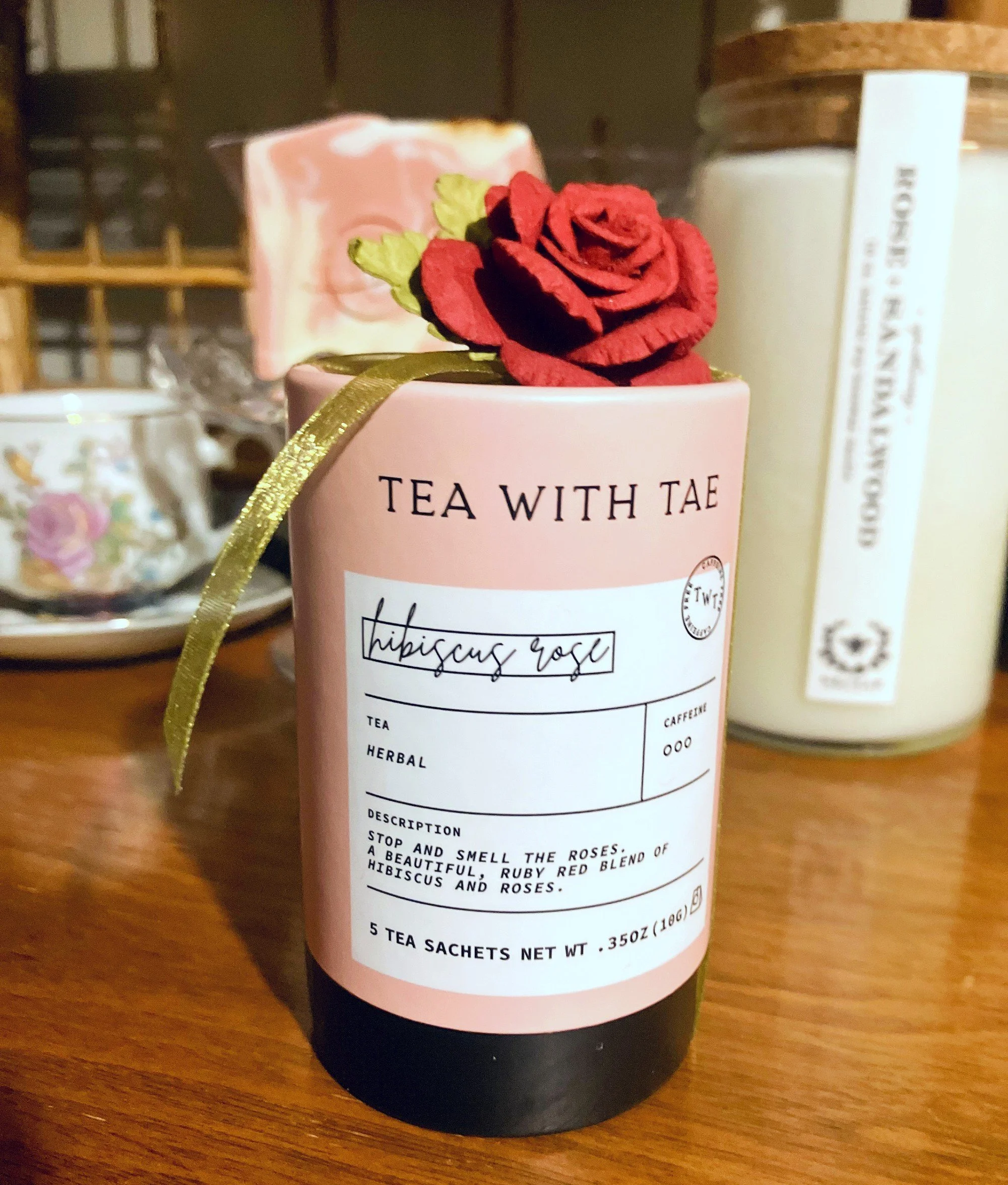 Eco Luxury Rose Spa Gift | Apothecary Candle, Artisan Soap,  Tea + 1950s Teacup, Jane Austen Love & Friendship Book—an elegant, sustainable self-care ritual