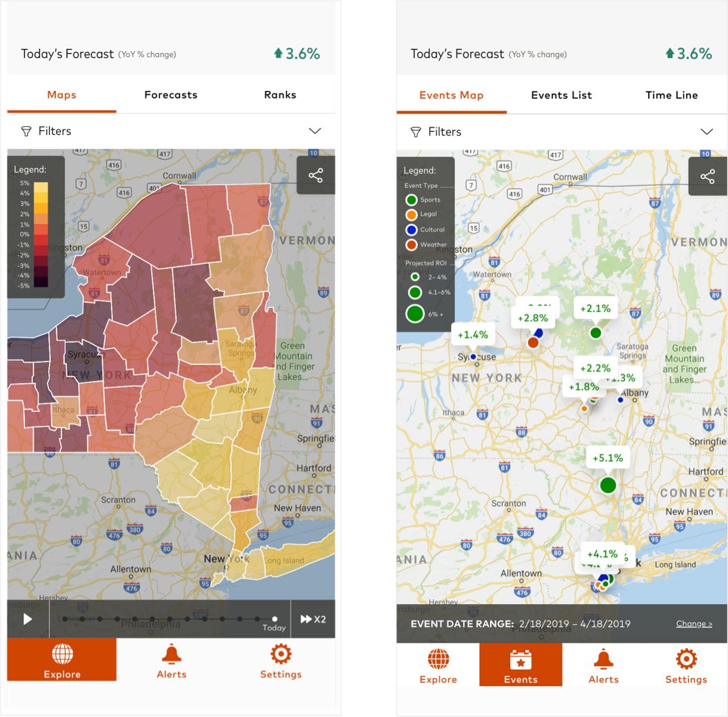 Map screens from 1.0 version to the 2.0 version that would have the Events tab