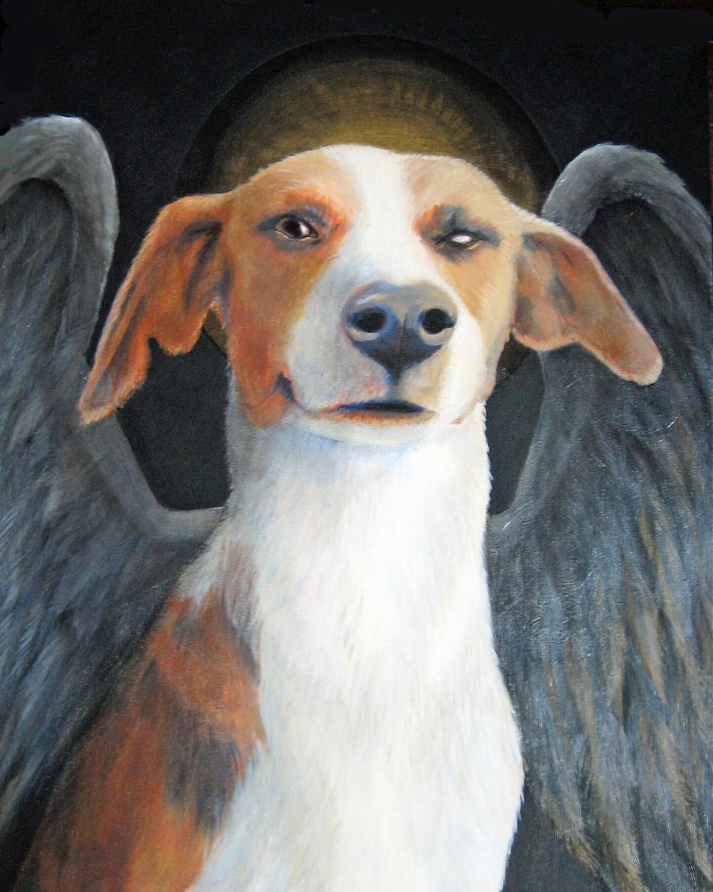 This is a painting I did years ago called The Messenger. If you do not follow @waynehhsiung Wayne + his Blog Simple Heart  simpleheart.org https://blog.simpleheart.org, you should! he and his great team are doing so much for animals. tomorrow March 1