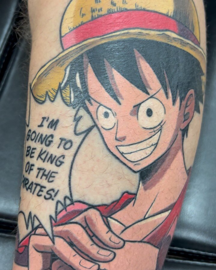 This piece is healed in these photos! 🥵🔥 lookin&rsquo; just as good as it did freshhhh. 

Let me know your thoughts in the comments 👇👇👇

💥Color &amp; Black/Grey Tattoo Work💥
Anime⚡️Cartoons⚡️Comics⚡️Pop Culture⚡️Japanese ⚡️New School

If you h