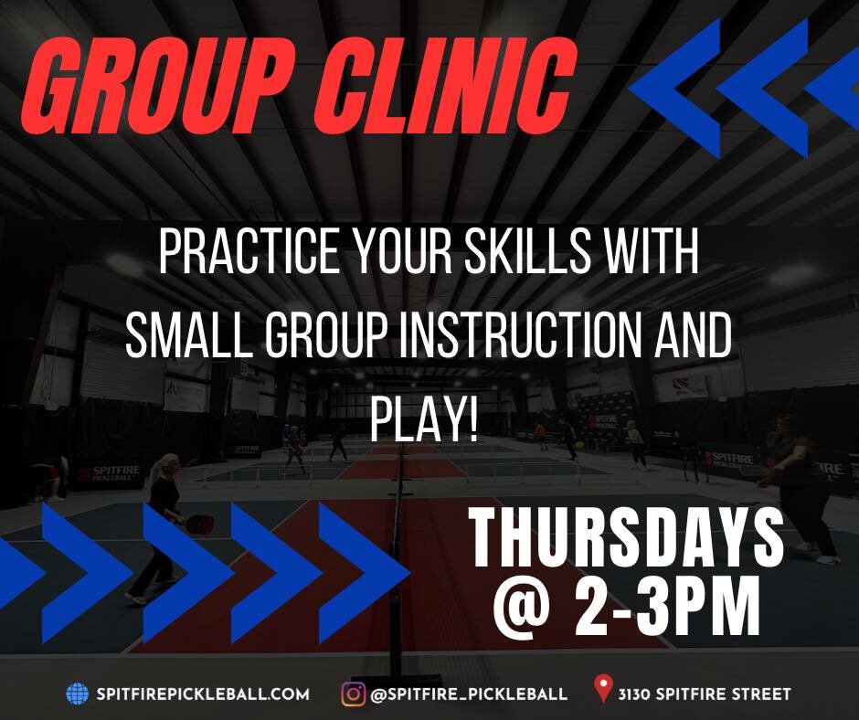 This week Justin will help you work on your third drop shot. Limited spots are available for the weekly group clinic. Head over to the Court Reserve app to save your spot.