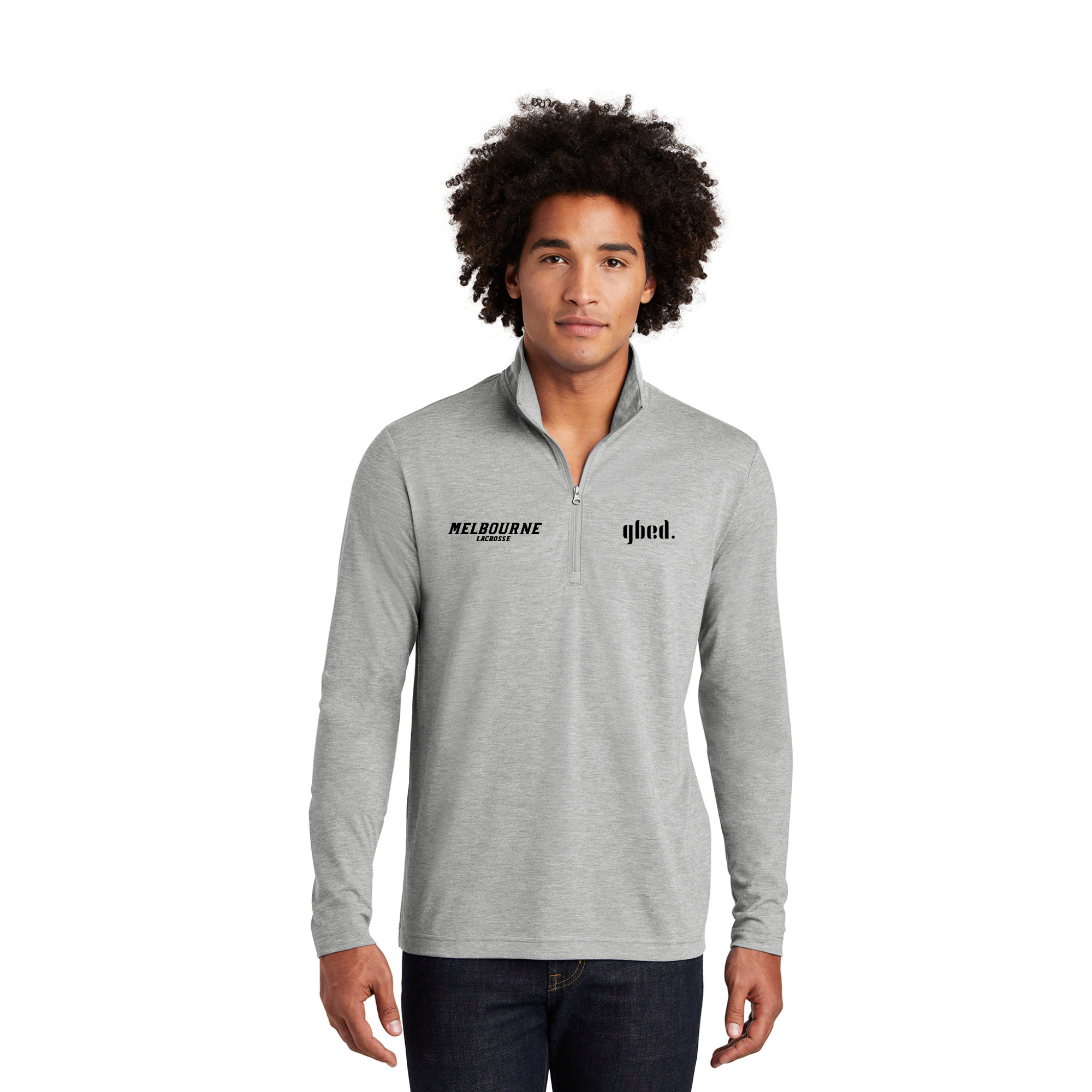 Heathered Quarter-Zip Jacket - Light Heather Gray - Melbourne Lacrosse -