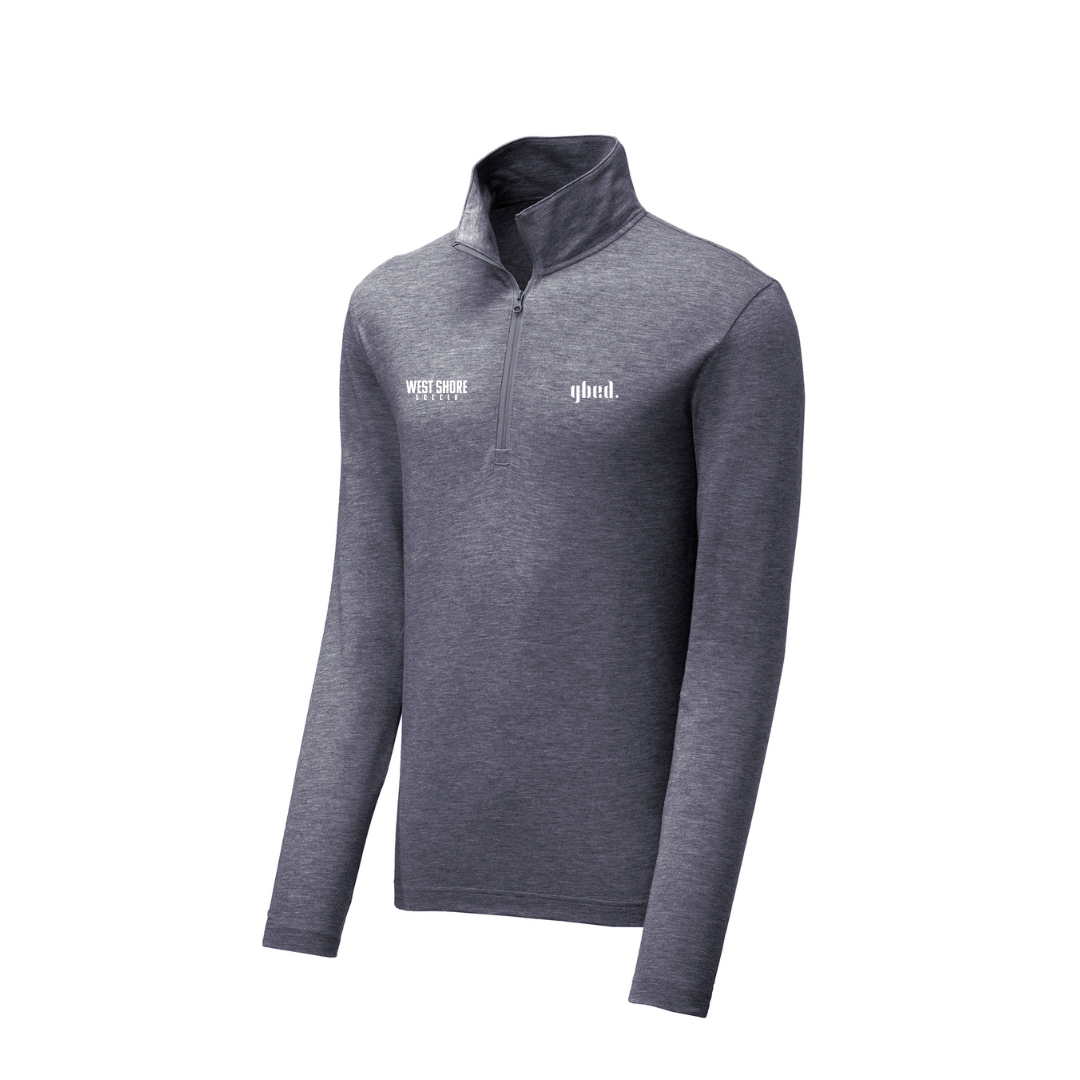 Quarter Zip Heathered Jacket - Navy - West Shore