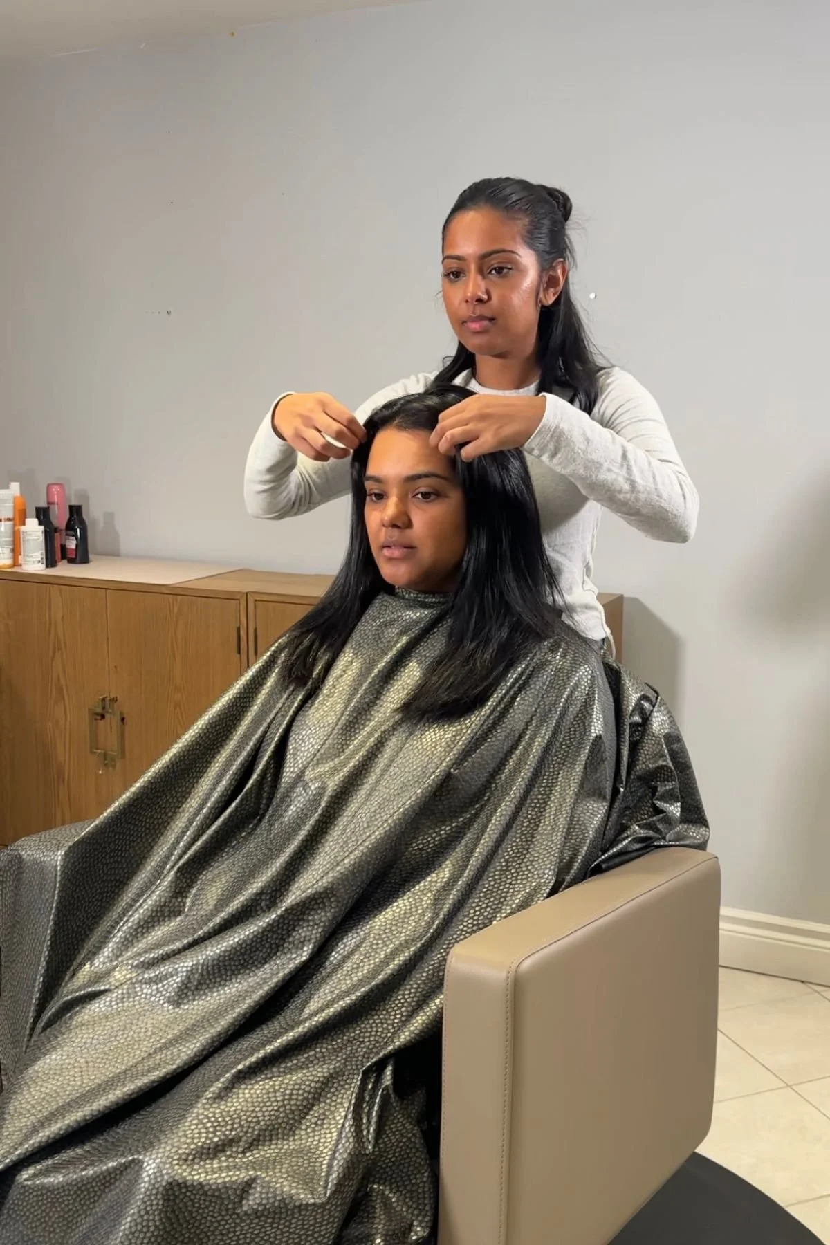 Jen with a client who had done a short haircut