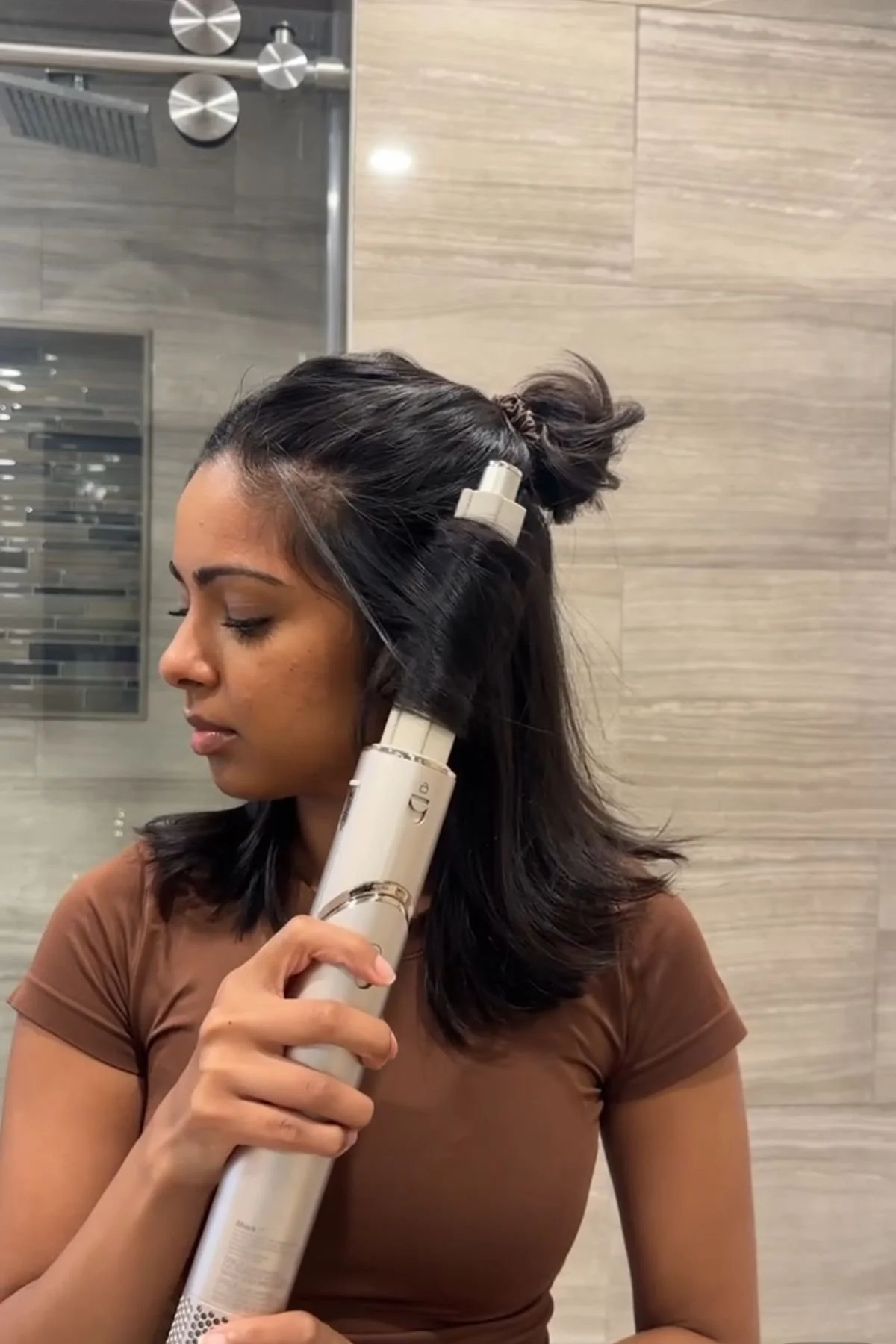 Jen curling her hair with sharkflex fusion vs sharkflex style 2