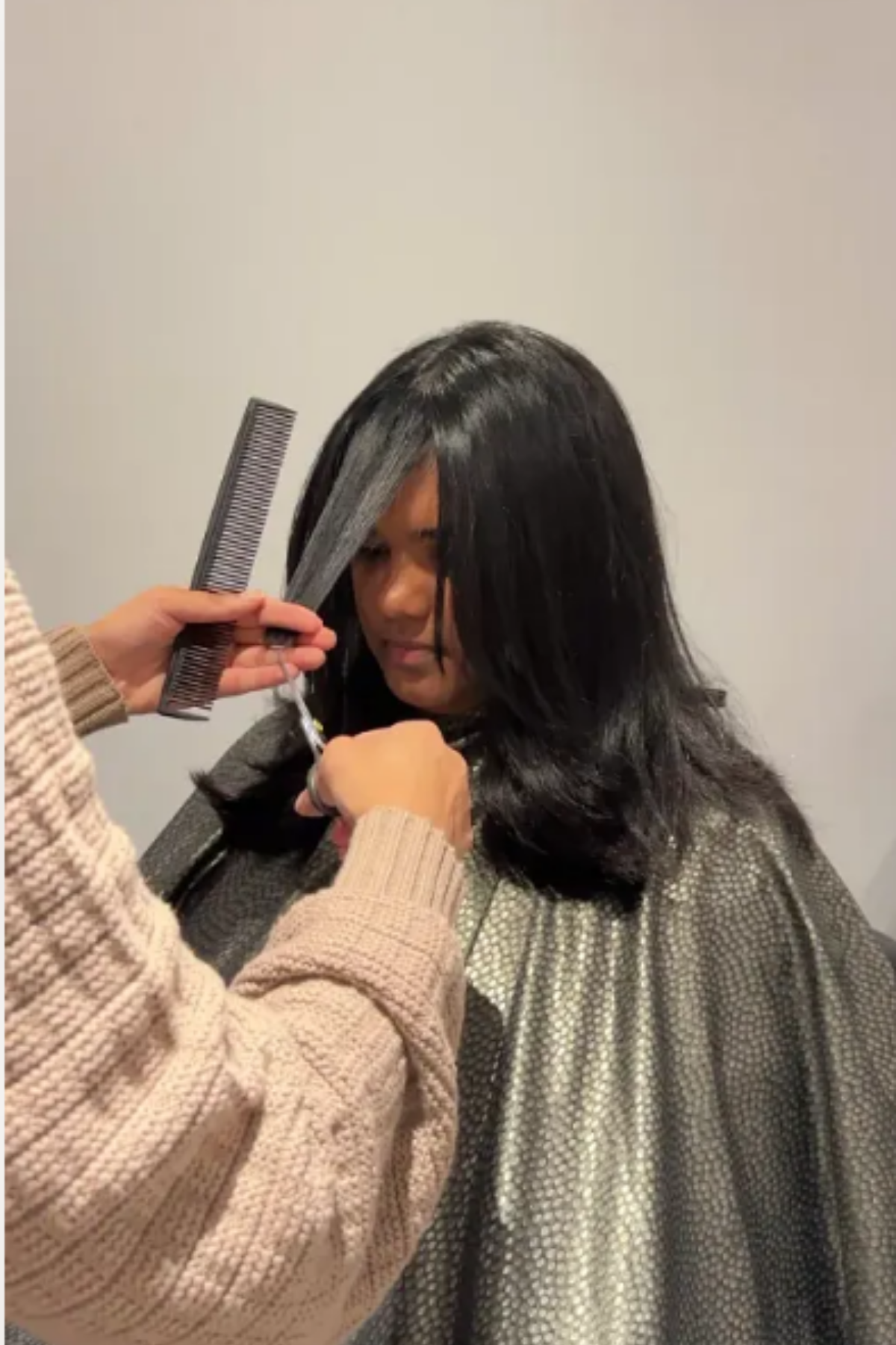 Removing weight from inside thick hair by hand