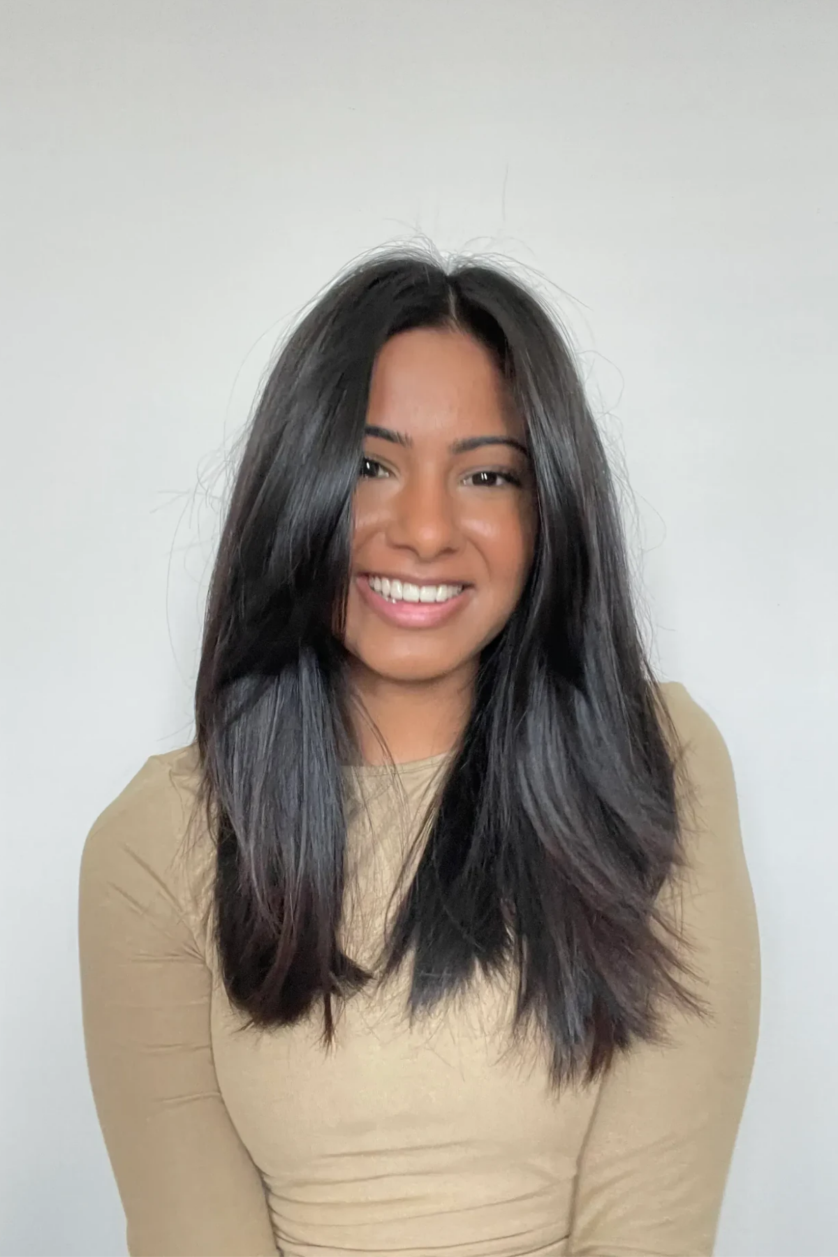 low-maintenance long layers on thick hair, air-dried movement