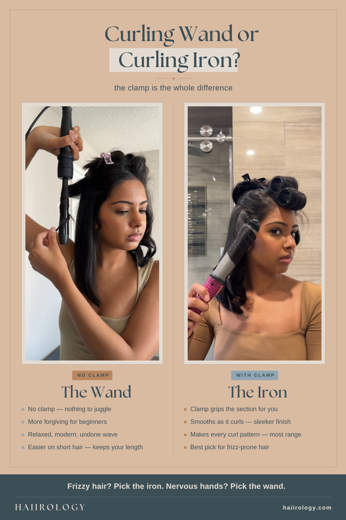 curling iron or curling wand infographic