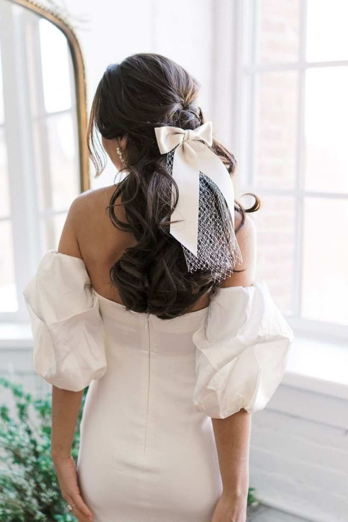 Romantic Half-Updo with Ribbon or Scarf Accent