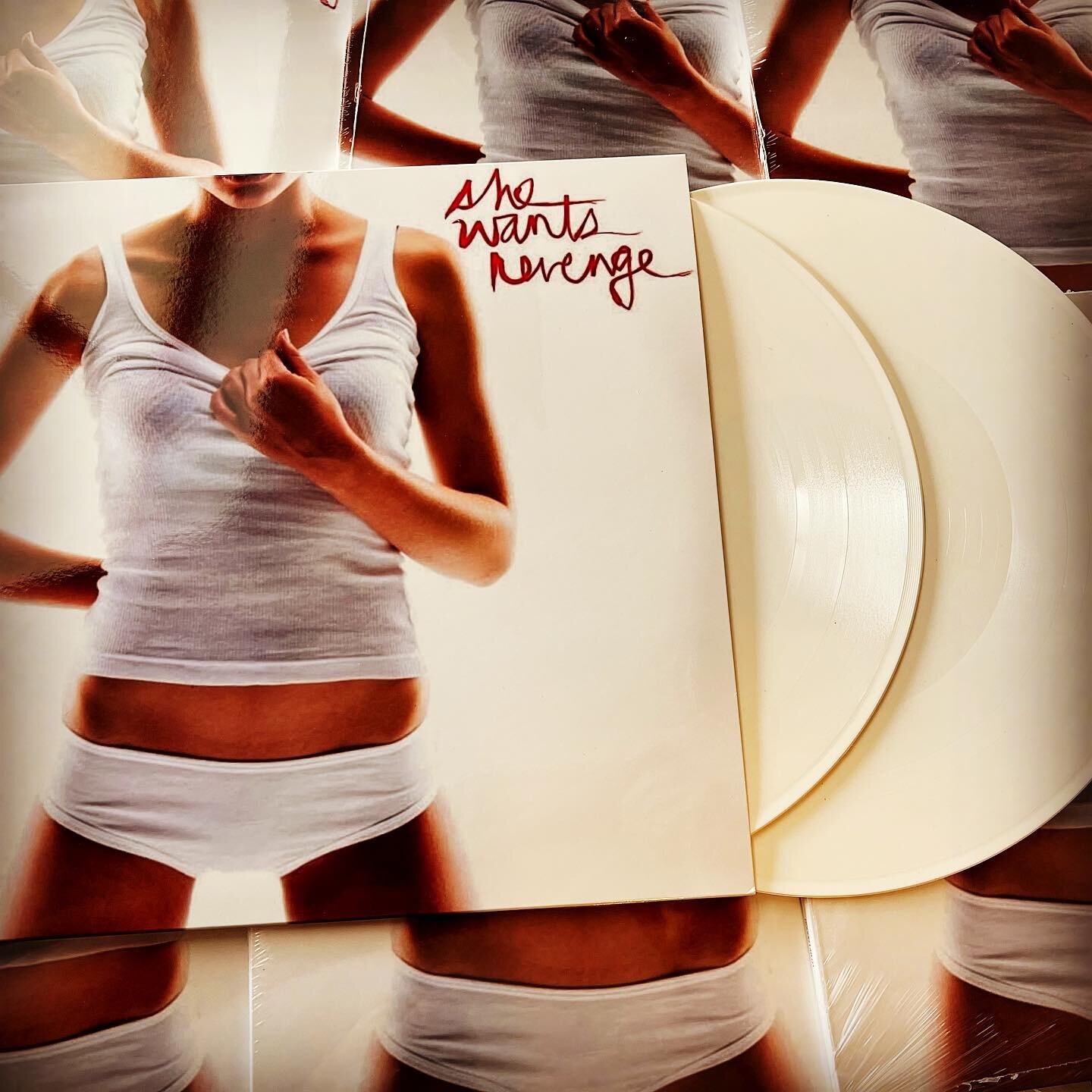 SHE WANTS REVENGE!! Double Lp on white vinyl!  Back in stock now.  Stop by the shop if you&rsquo;re local or PM/Call for mailorder info.  These will not last long!  #shewantsrevenge #goth #coloredvinyl #vinyljunkie #electronicmusic #darkwave #alterna
