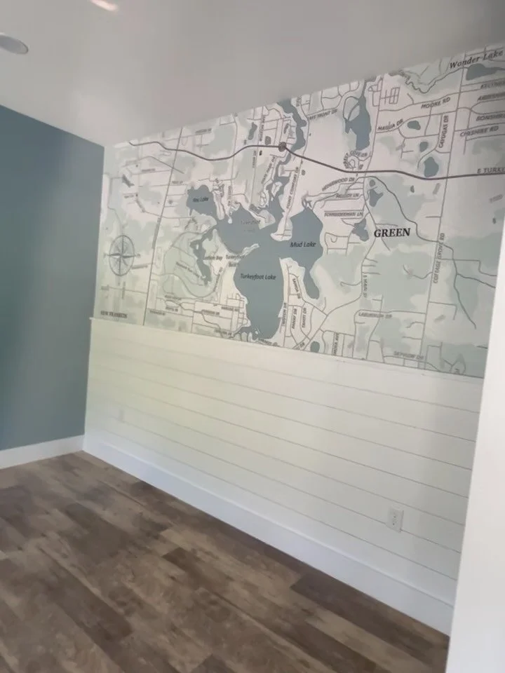 Warning: This wall may cause sudden daydreaming about boat rides and lake naps. 😎🚤⁠⚓️ ⁠ We took a slice of Ohio&mdash;Turkeyfoot Lake, Rex Lake, Mud Lake, and the whole neighborhood from Green to New Franklin&mdash;and turned it into a custom mural