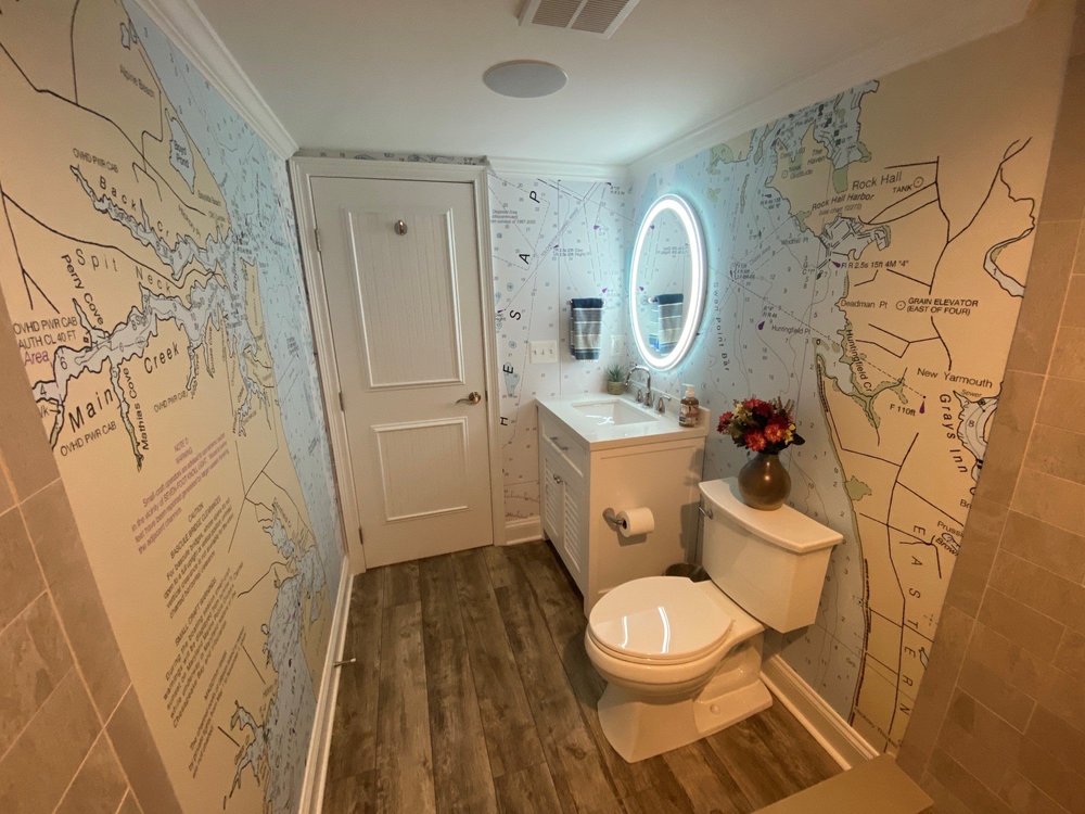 Nautical Bathroom & Powder Room Gallery — Nautical Chart Wallpaper The ...