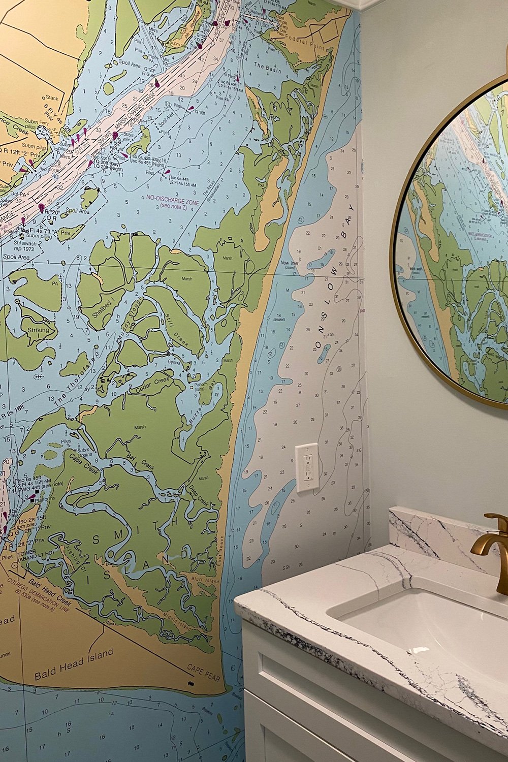 Nautical bathroom Green and Yellow color changed mural