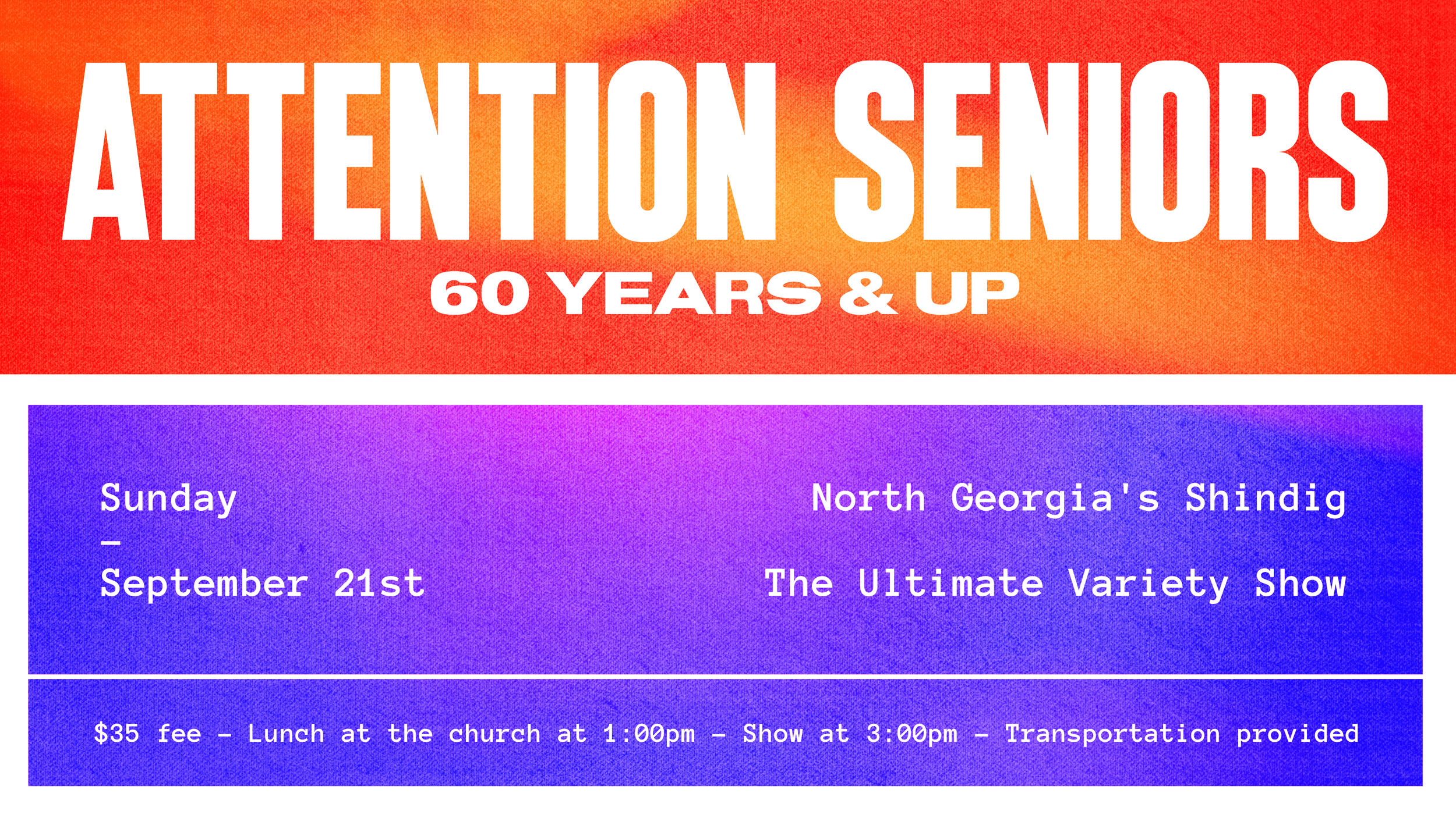 Attention Seniors!! 60 & up!!