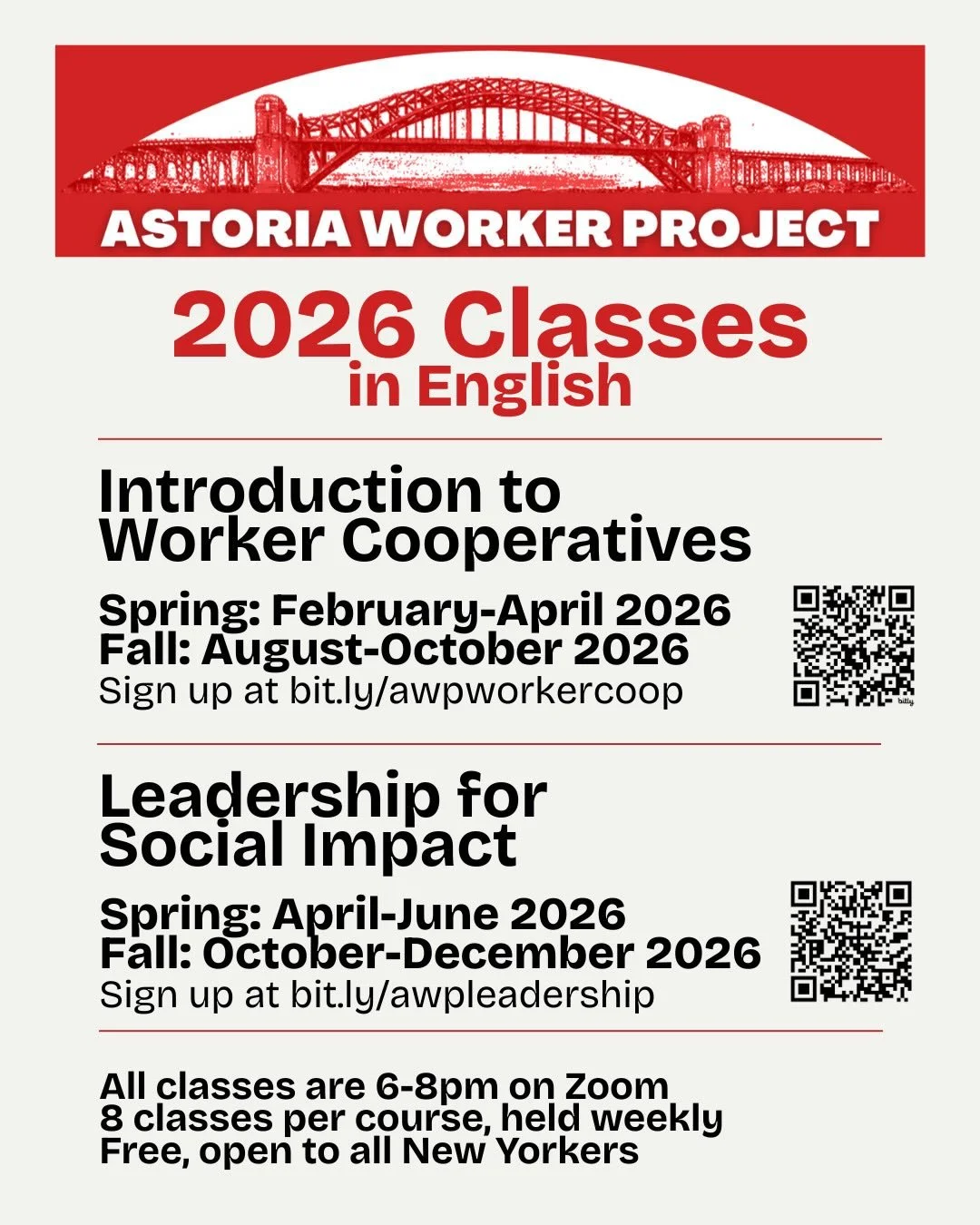 Check out our class schedule for 2026! Now accepting sign-ups for classes in both English and Spanish. Use the sign up links in bio, or DM us for more info.
.
&iexcl;Mira nuestras clases para el 2026! Estamos inscribiendo para clases en Ingl&eacute;s