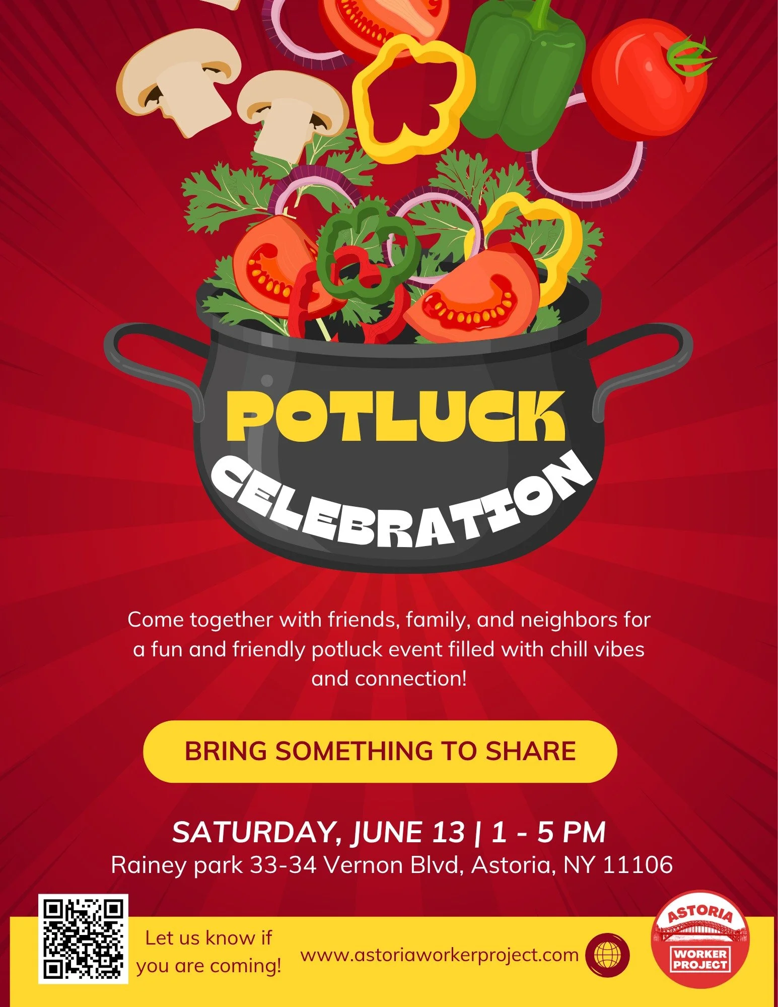 Hey Neighbors, 

Did you take a class with the AWP? Are you learning a new skill or hobby? Interested in building solidarity or connections with your fellow Astorians?

Come with your family, friends and classmates for an AWP Potluck Celebration!

Lo