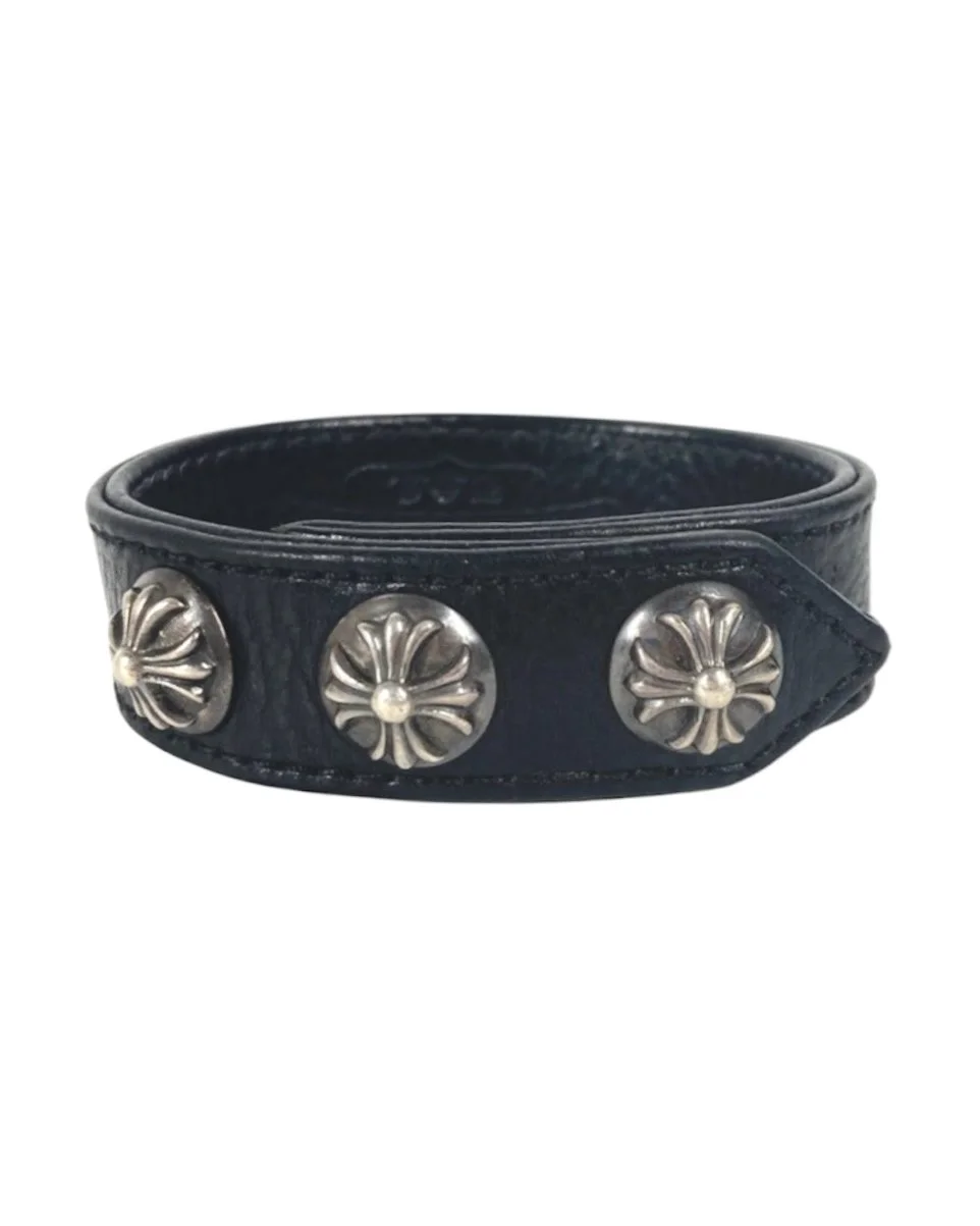 CHROME HEARTS 3BTN2SNP LEATHER BRACELET — archaism studio