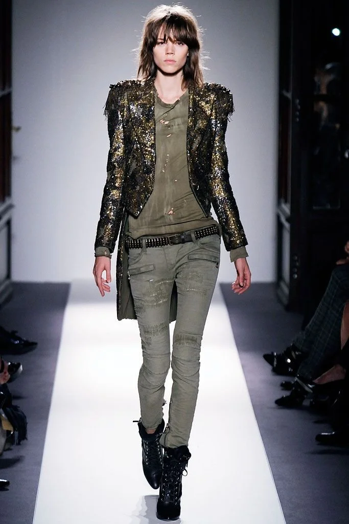 Balmain SS/2010 destroyed khaki biker pants by Christophe Decarnin