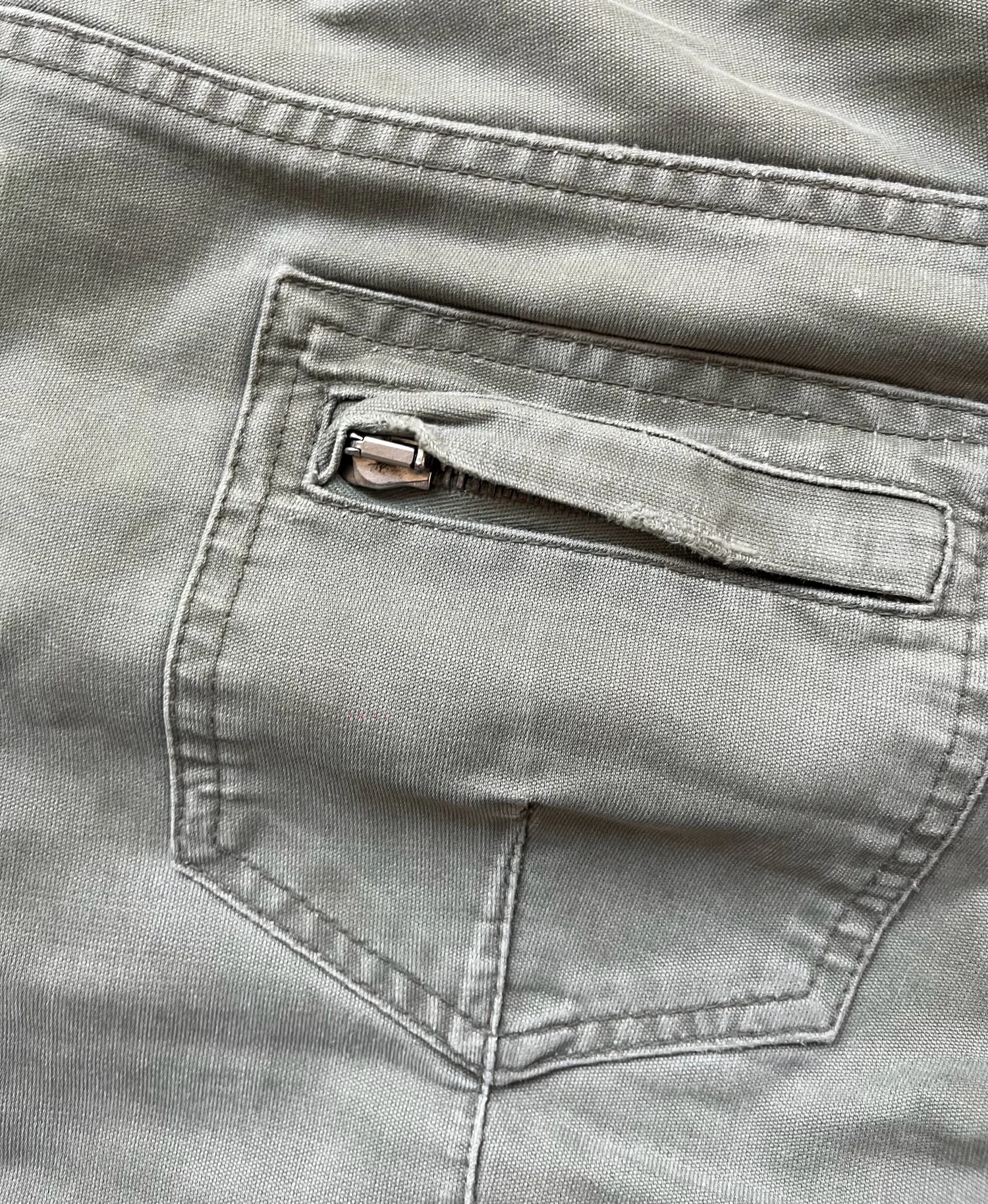 Balmain SS/2010 destroyed khaki biker pants by Christophe Decarnin
