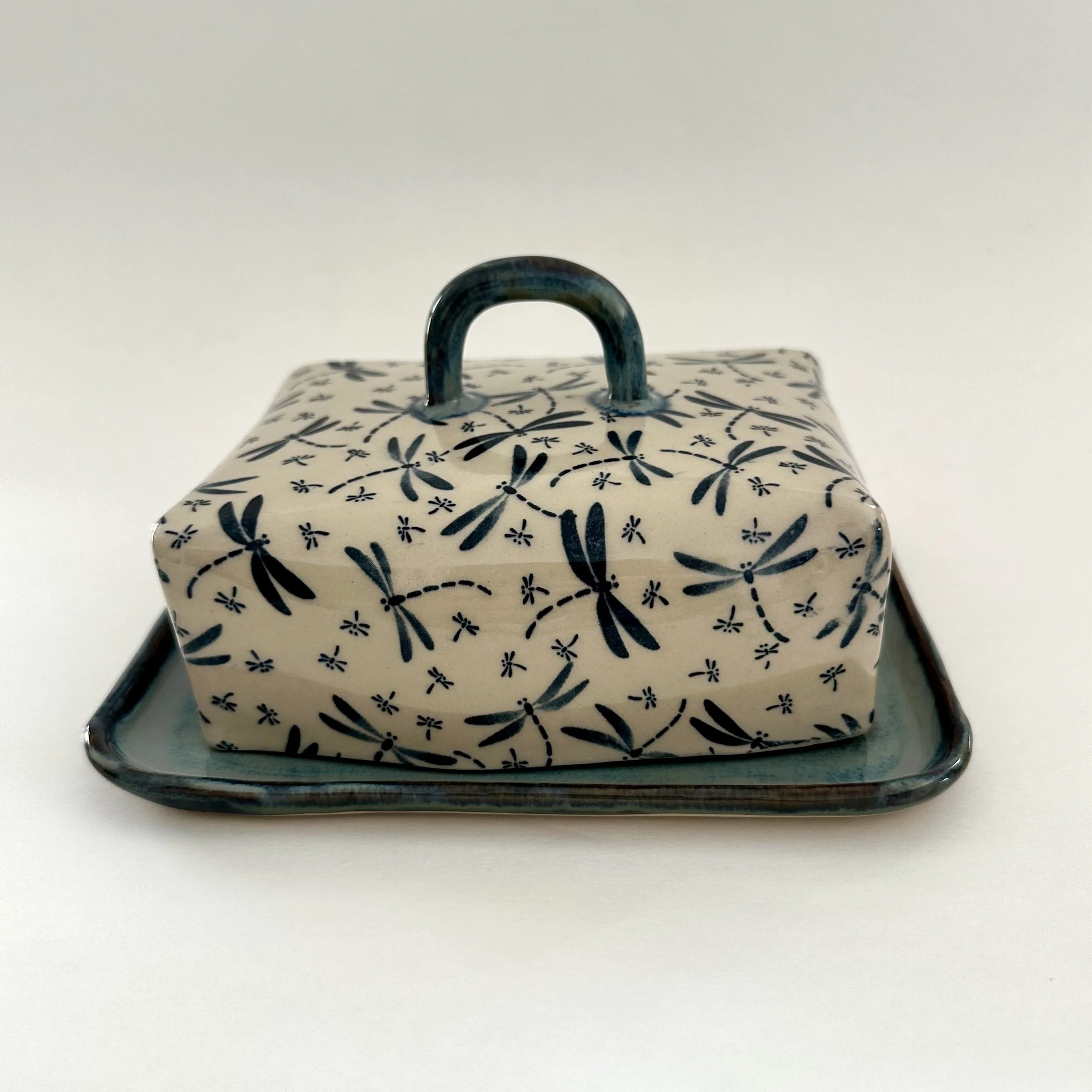 Dragonfly butter dish