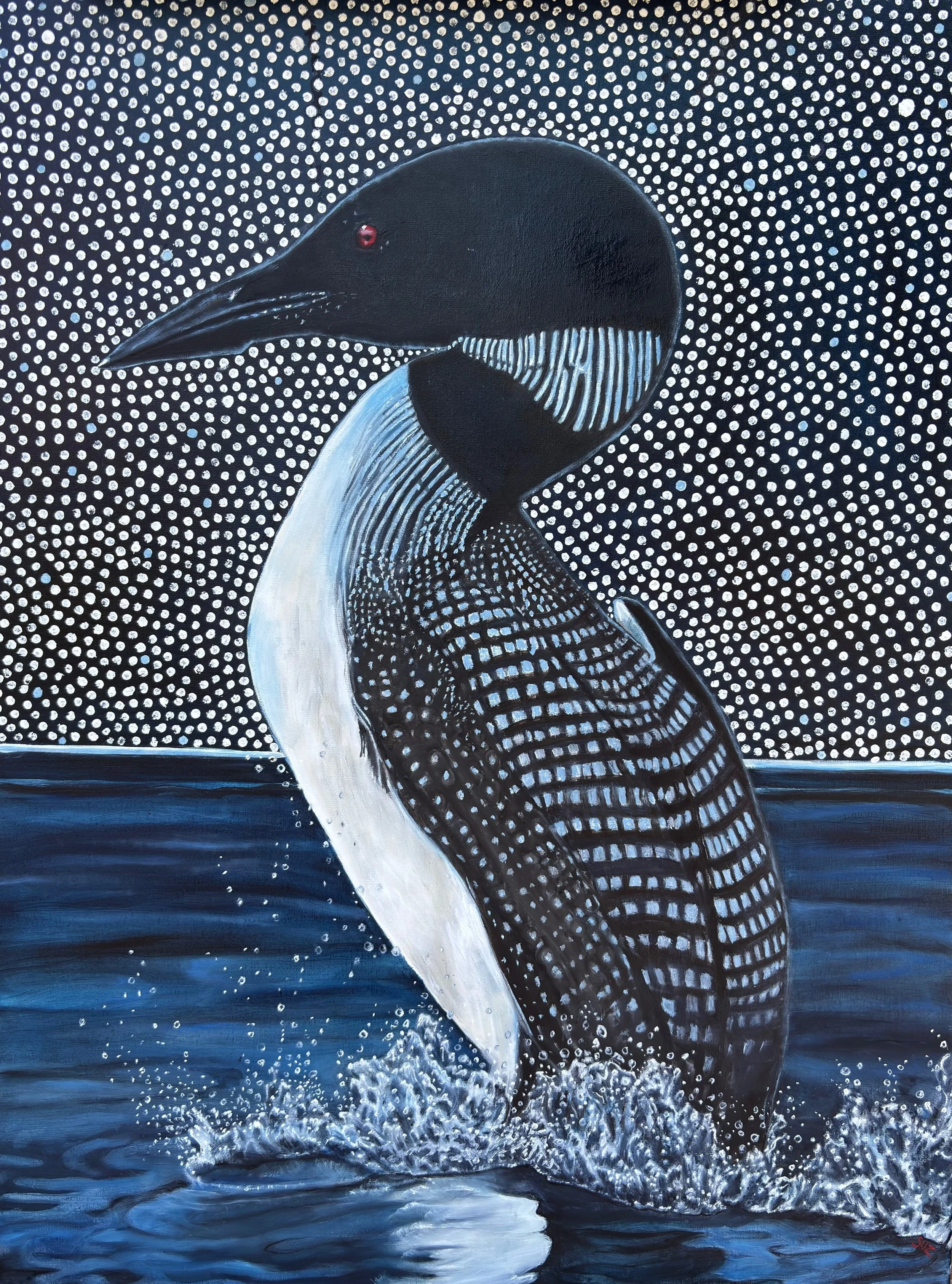 "Earth Diver", 2025. 24x18, oil on stretched canvas. On sale soon.