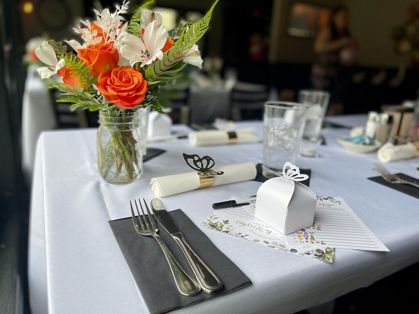 Even the smallest touch of flowers can make an already beautiful occasion all the more memorable!

#bridalshower #freshcutflowers #floraldesign #flowers #centerpieces #masonjar #congratulations #specialday #fiddleleafflorals